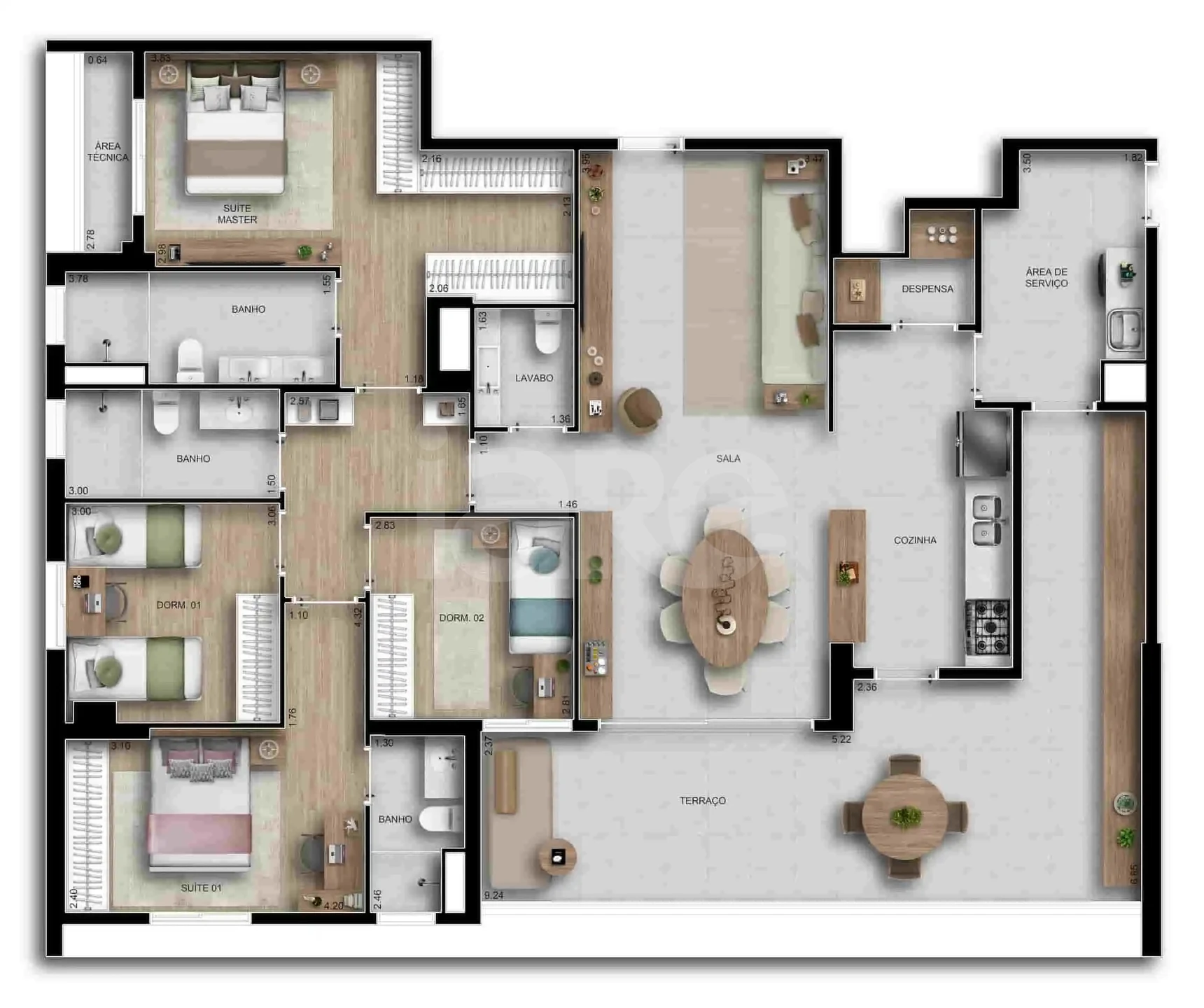 Planta — Apartamento 172,38 m²