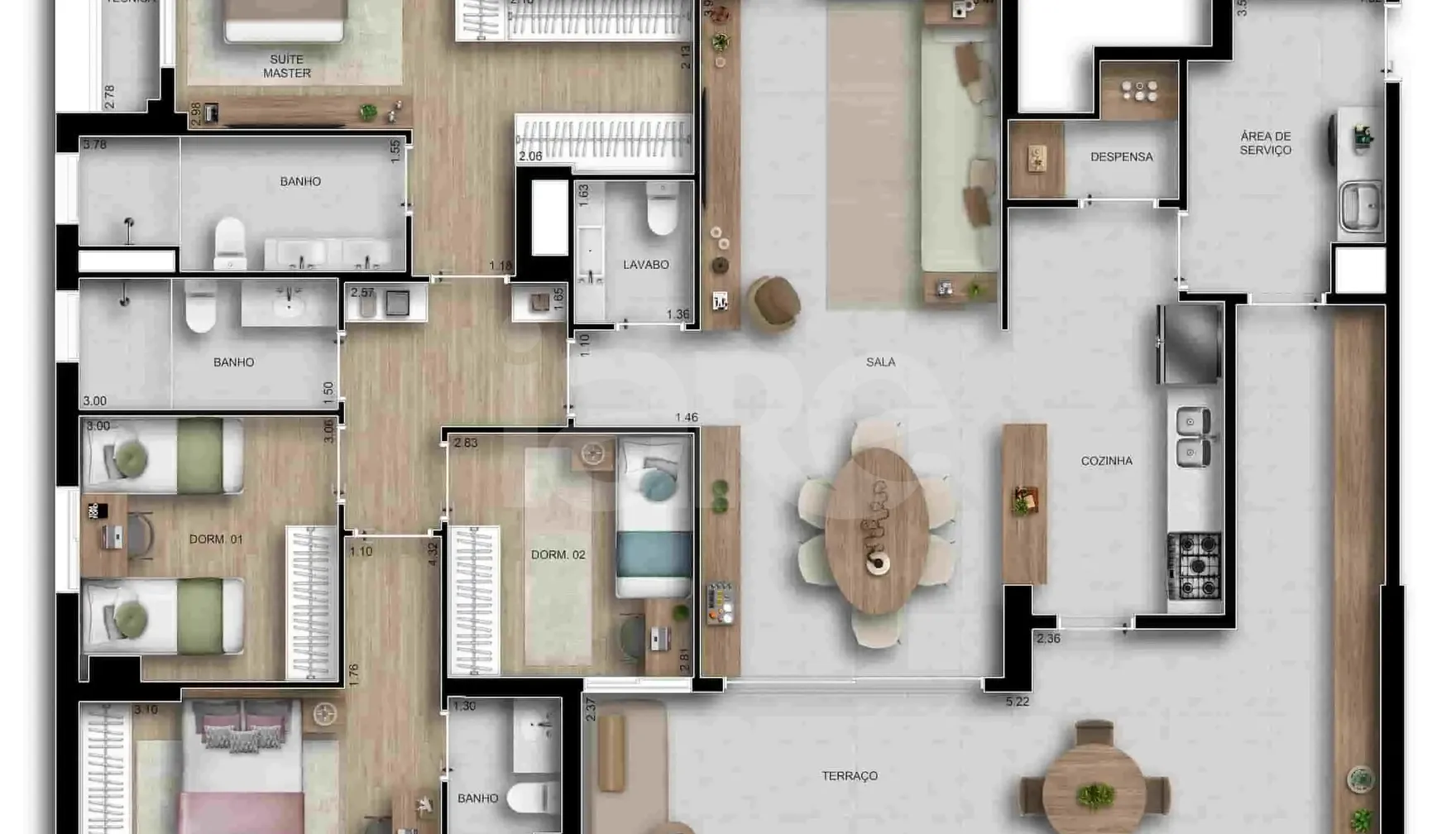 Planta — Apartamento 172,38 m²