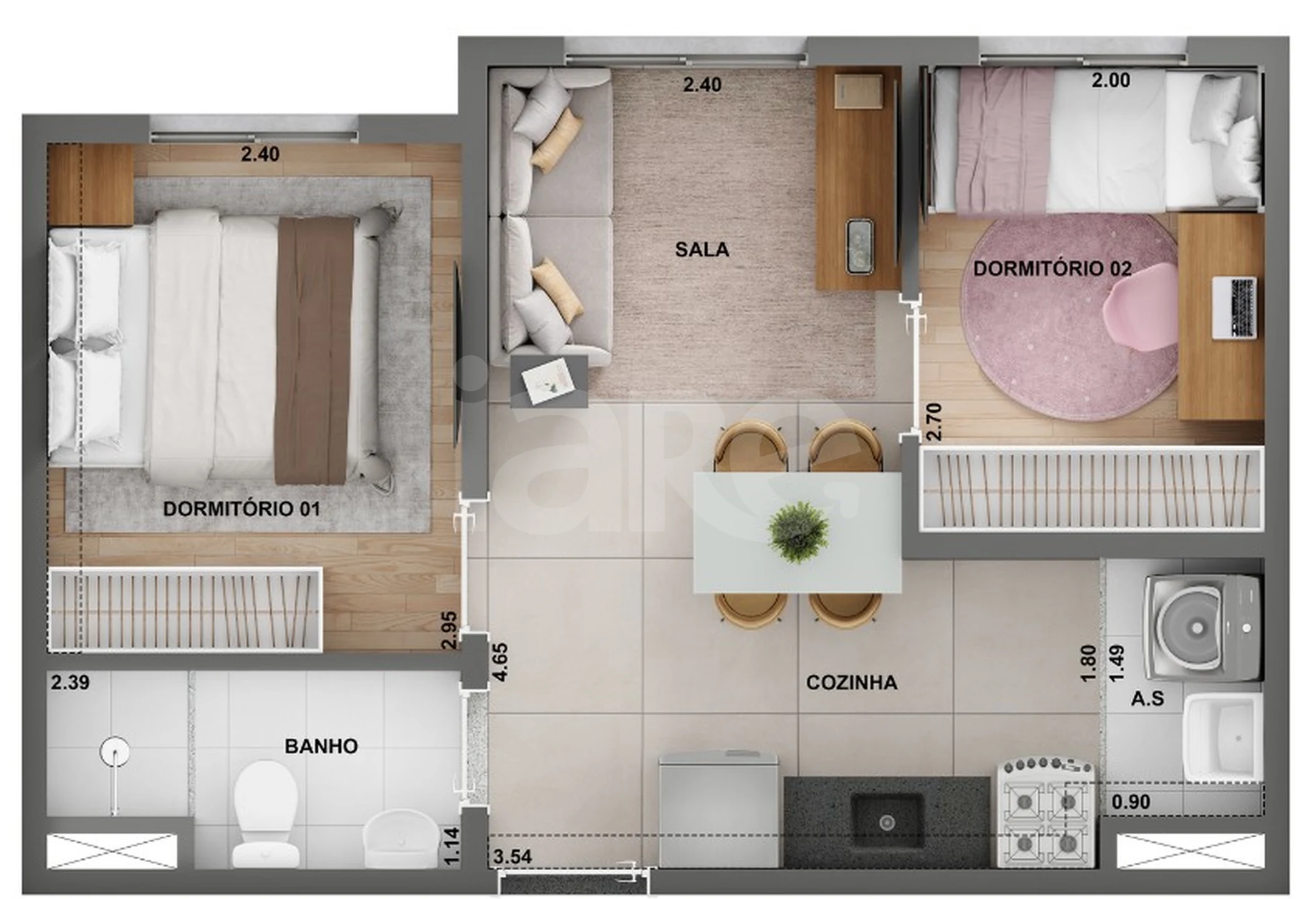 Planta — Apartamento 34 m²