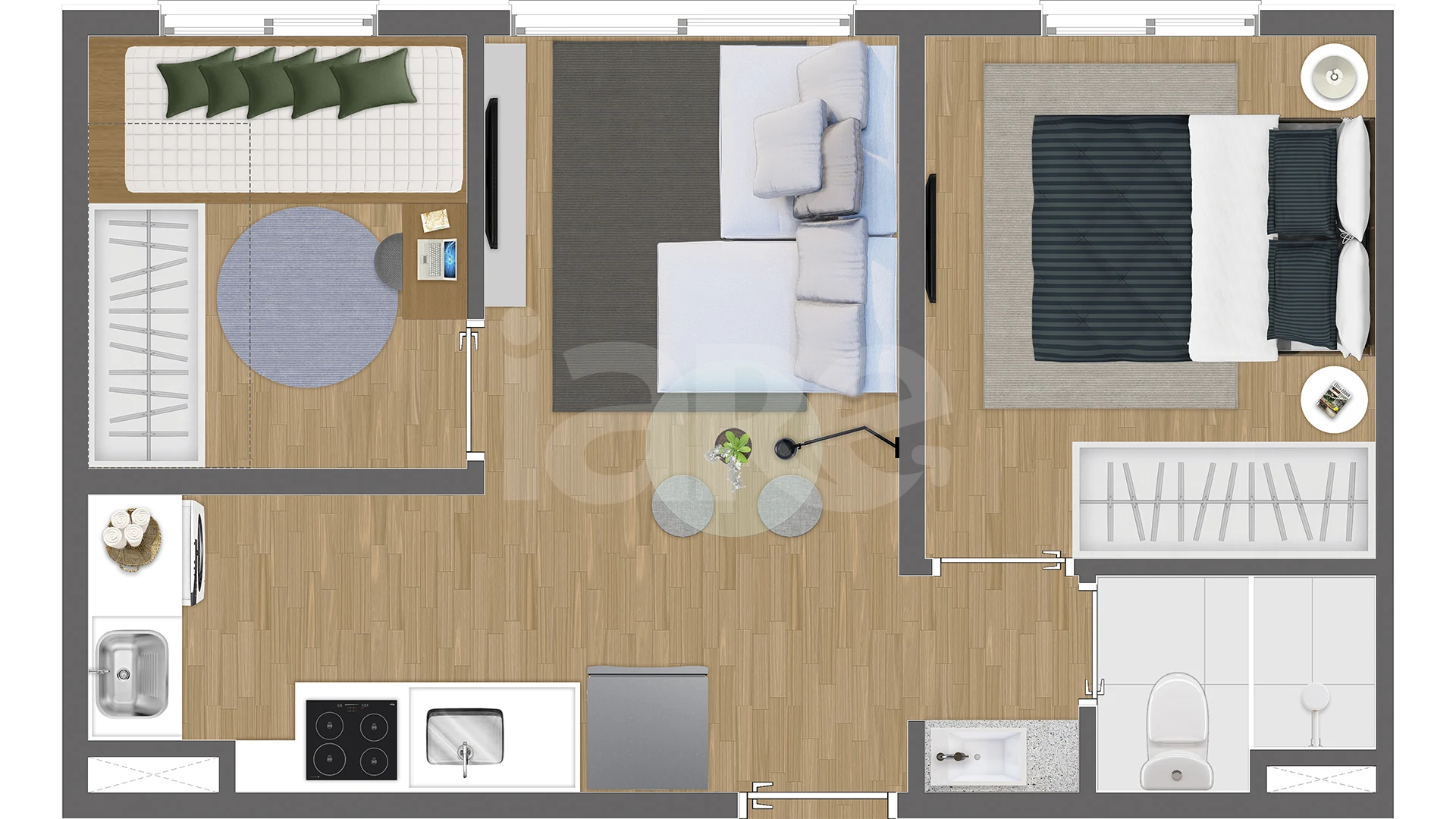 Planta — Apartamento 32,83 m²