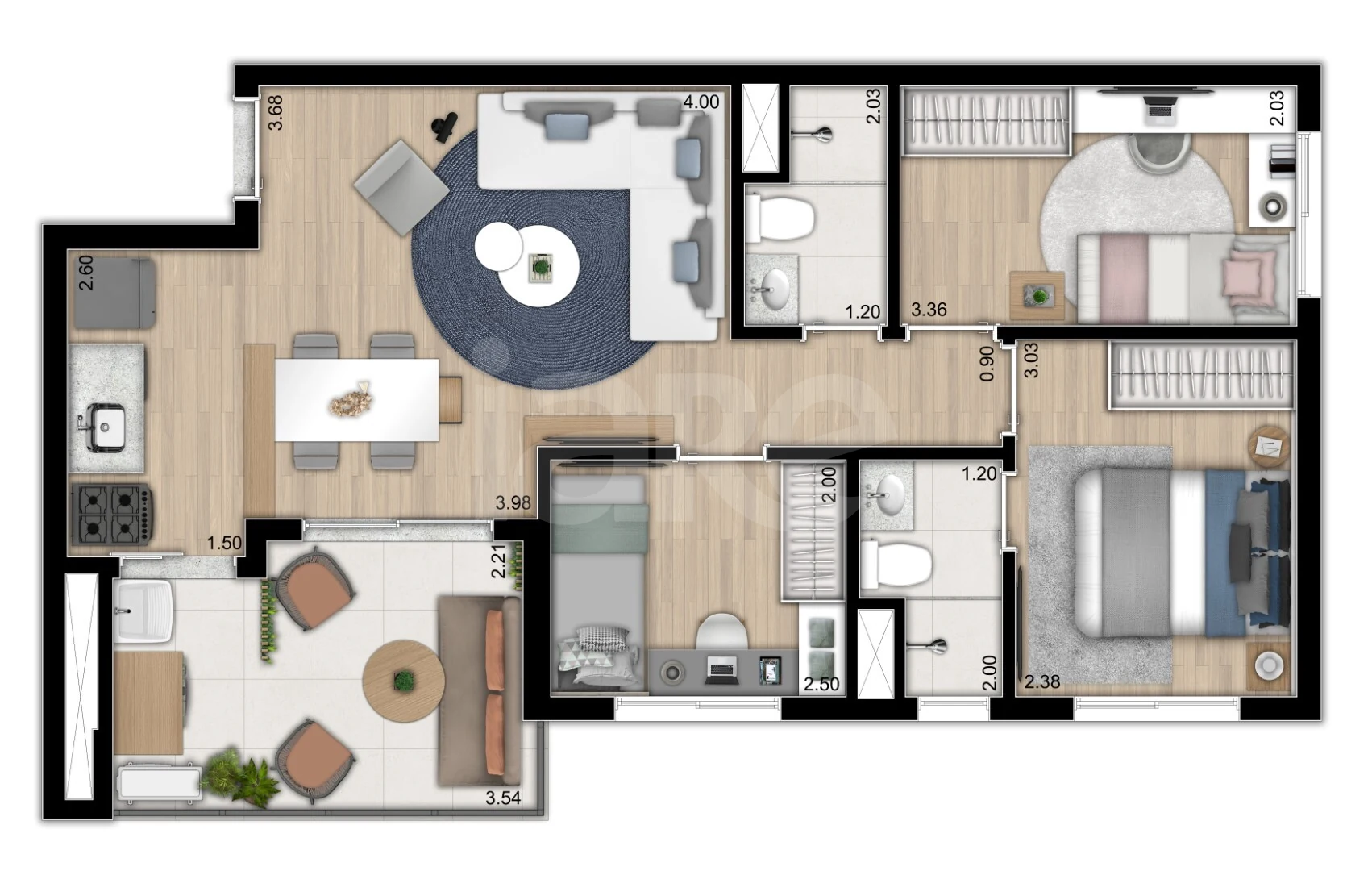 Planta — Apartamento 59,35 m²