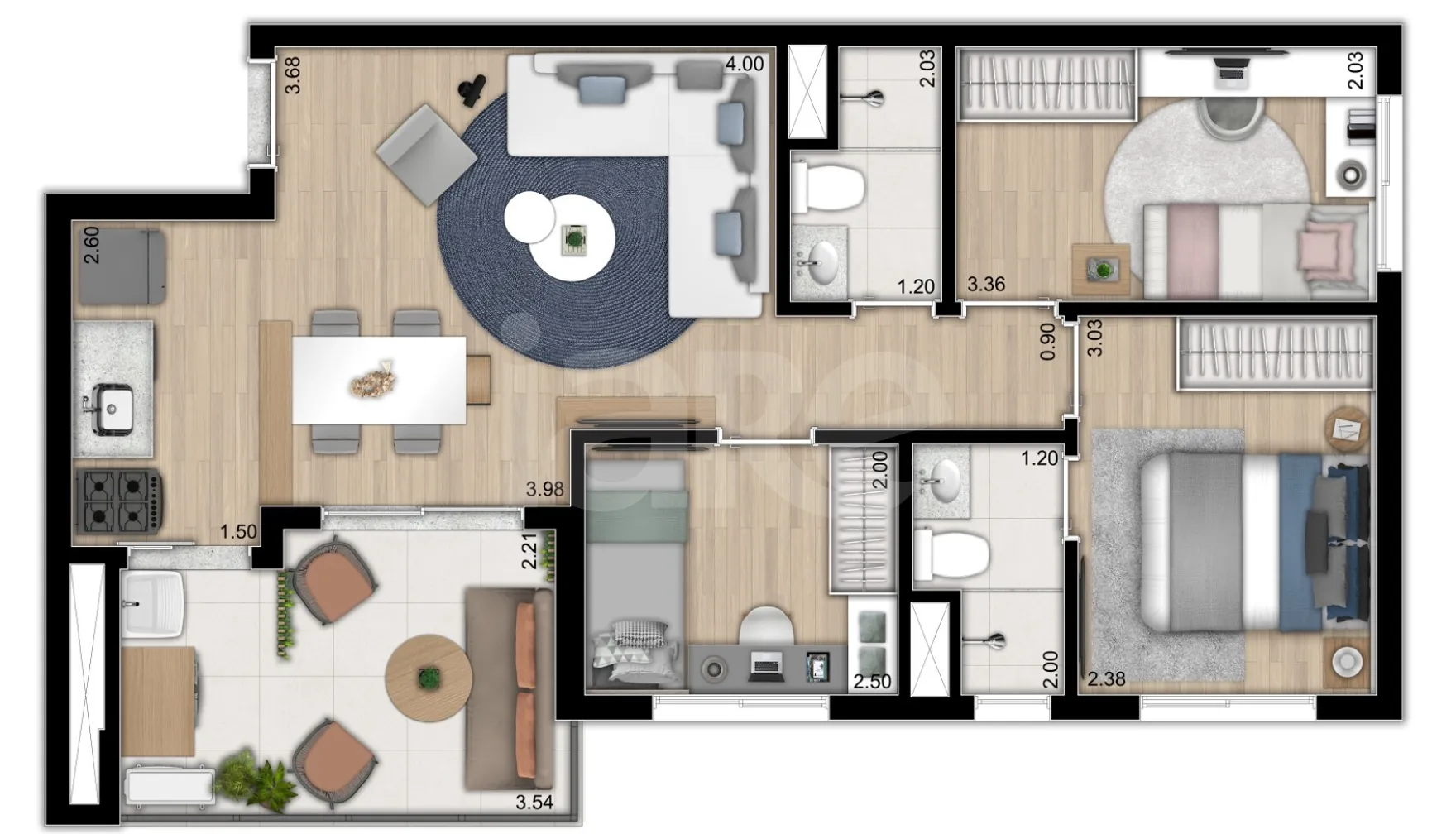 Planta — Apartamento 59,35 m²