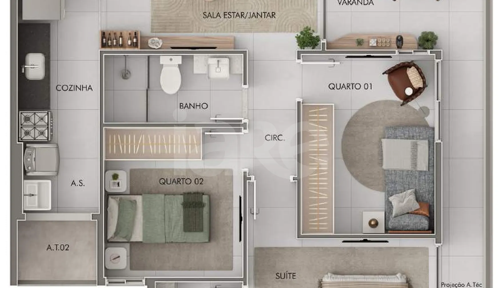 Planta — Apartamento 71,8 m²