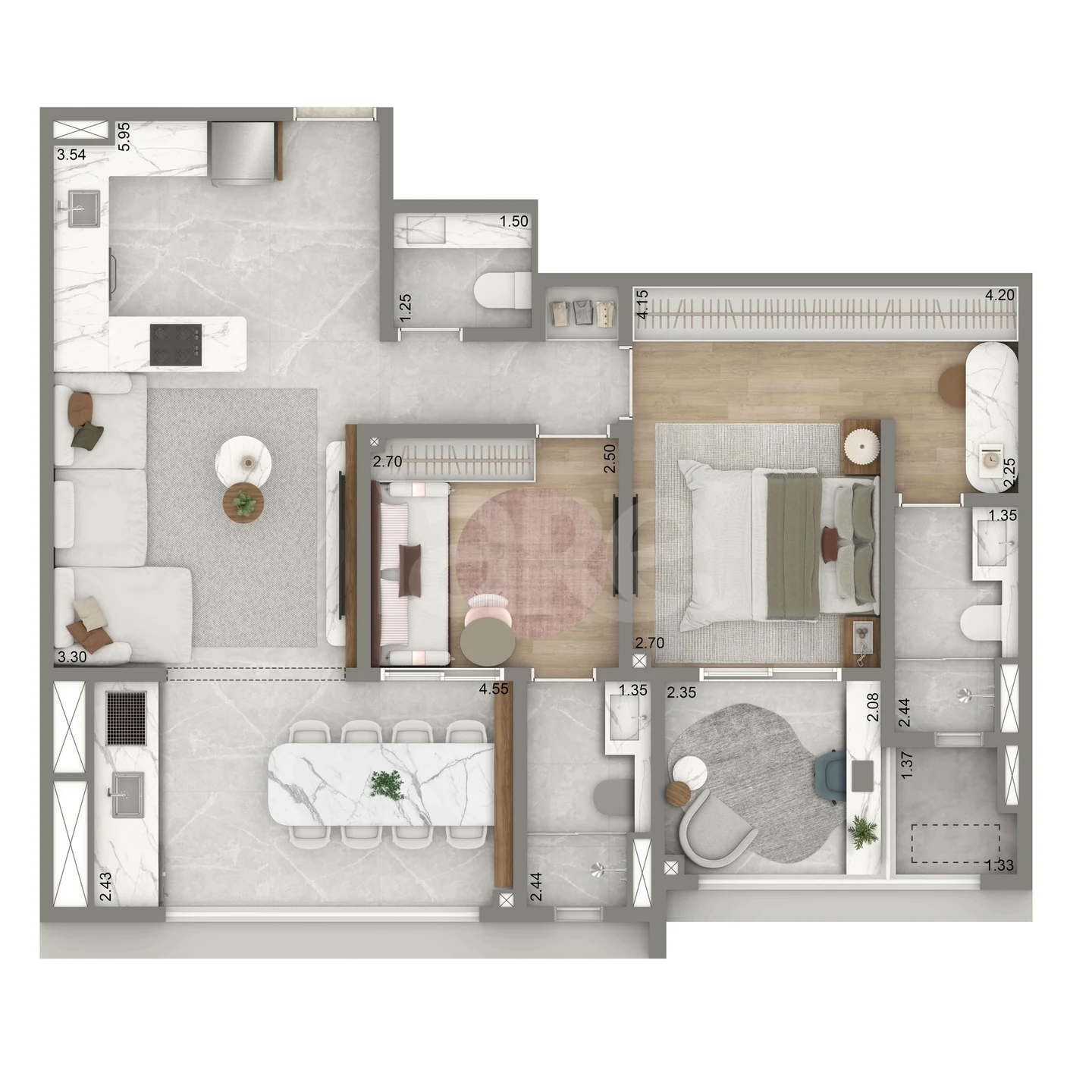 Planta — Apartamento 79,9 m²