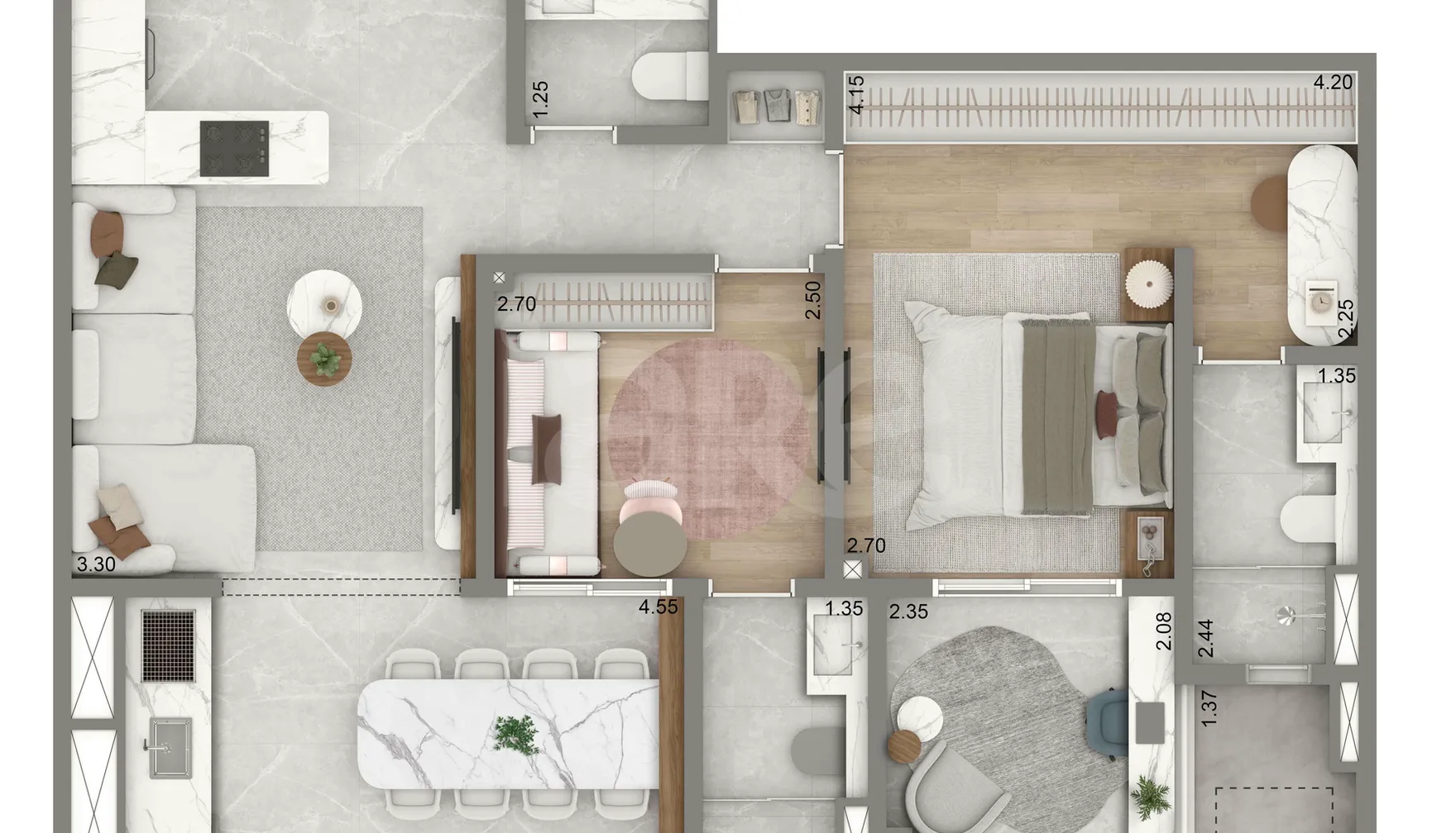 Planta — Apartamento 79,9 m²