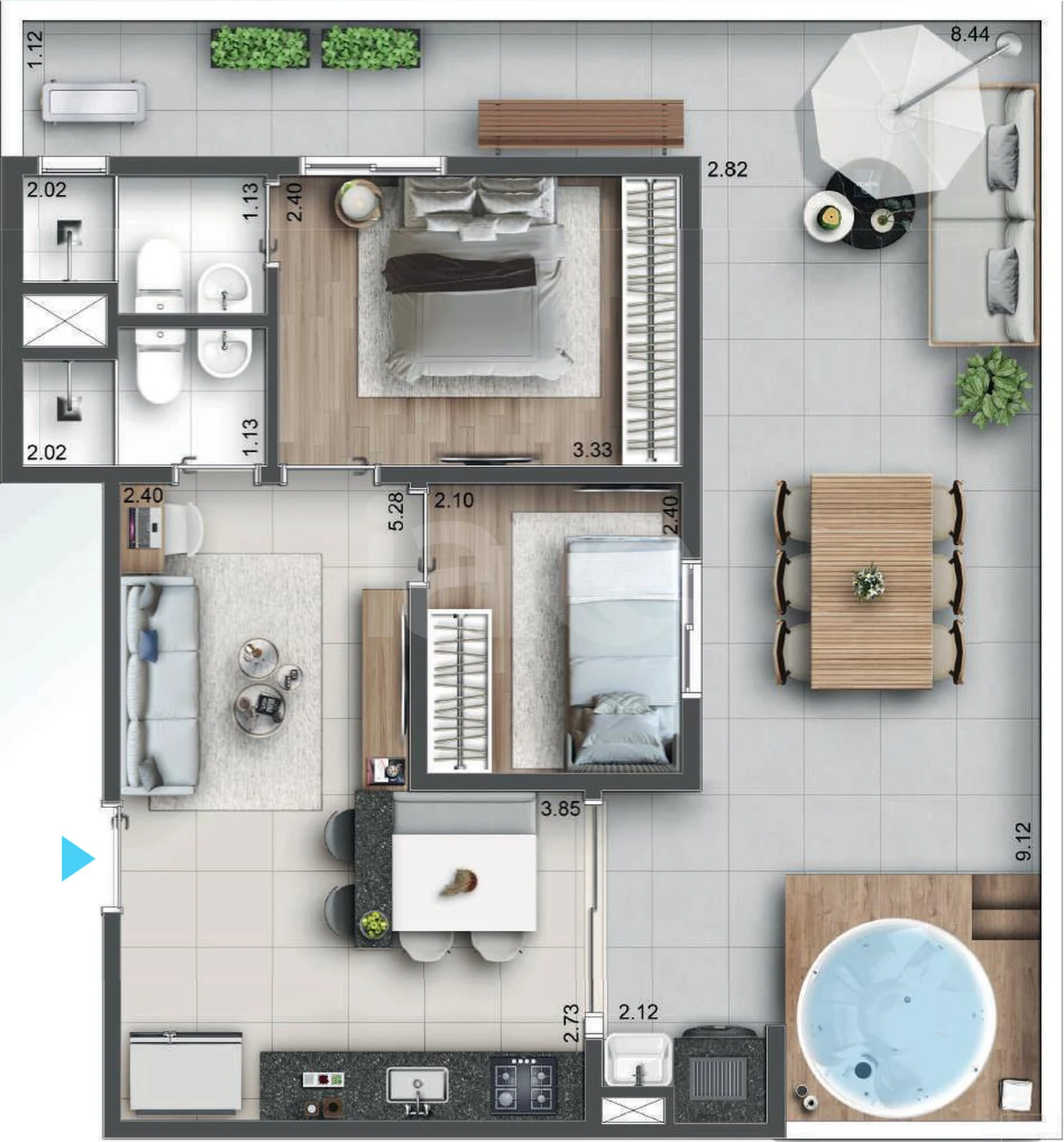Planta — Garden 74 m²