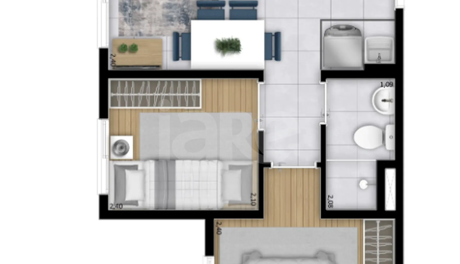 Planta — Apartamento 34,34 m²