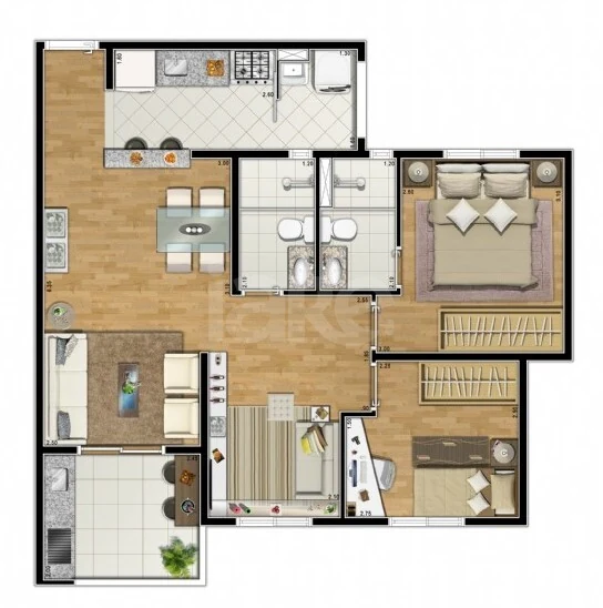 Planta — Apartamento 61,37 m²
