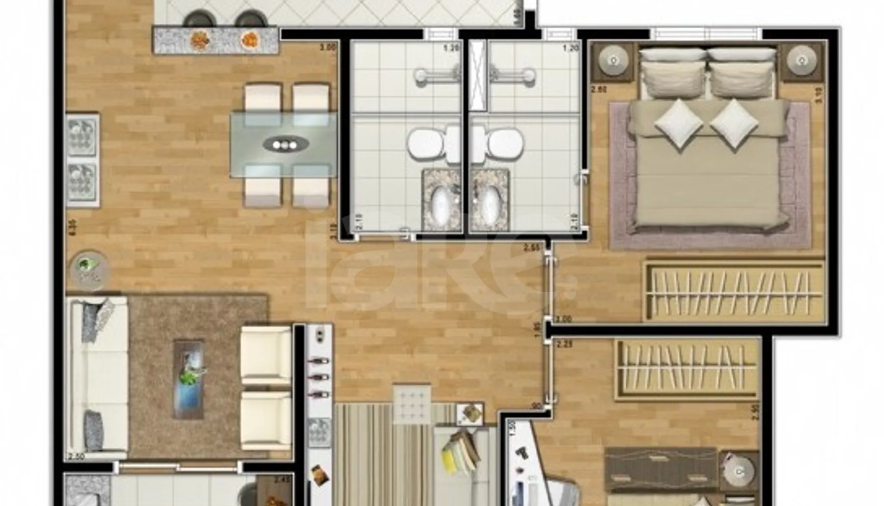 Planta — Apartamento 61,37 m²