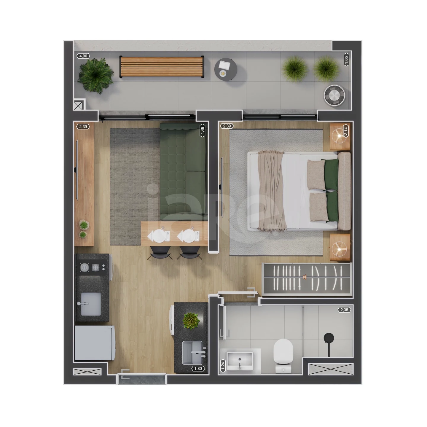 Planta — Apartamento 30,73 m²