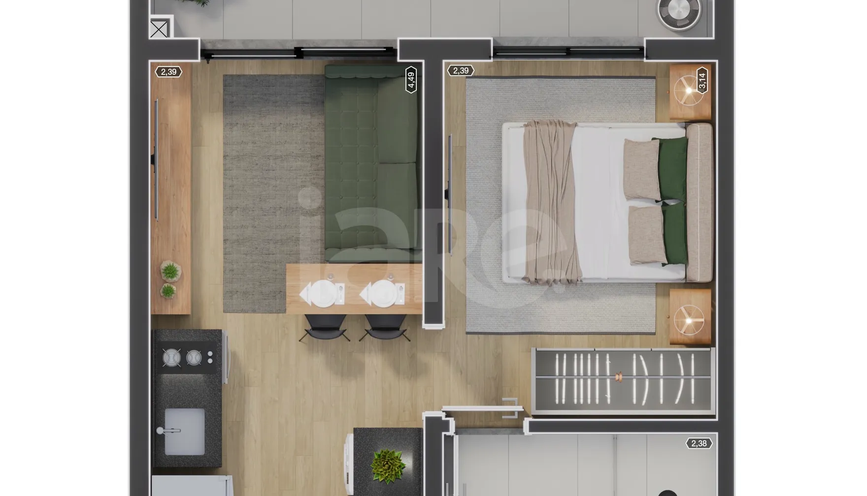 Planta — Apartamento 30,73 m²