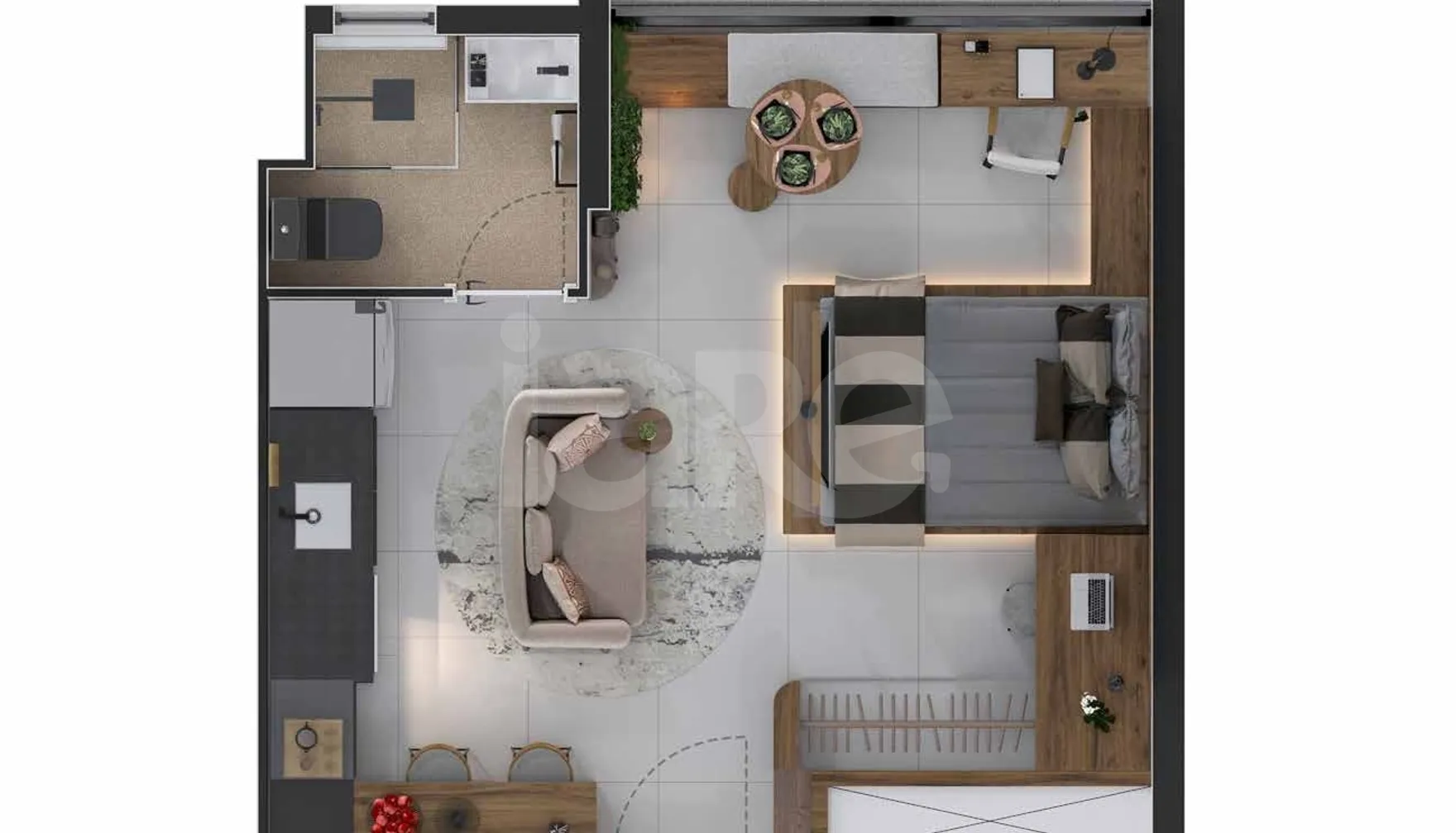 Planta — Studio 27,67 m²