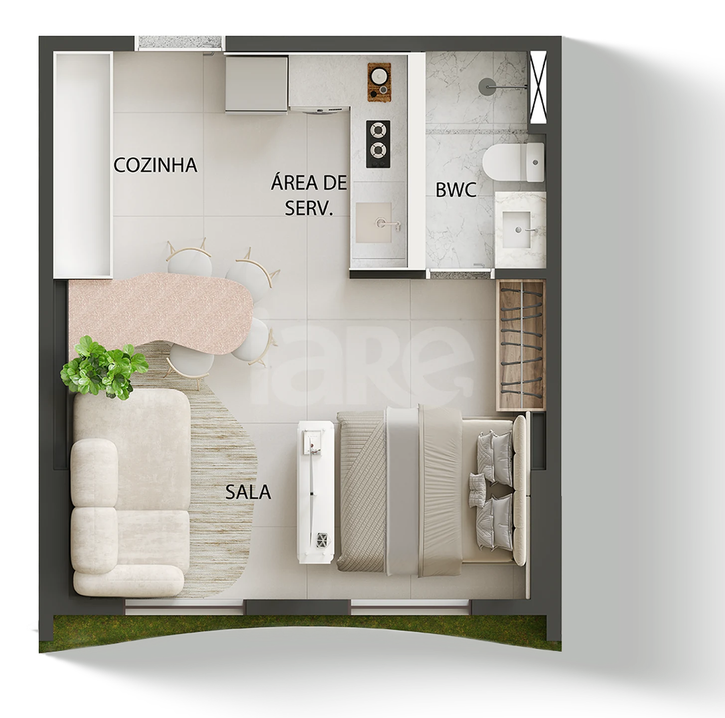 Planta — Studio 27,25 m²
