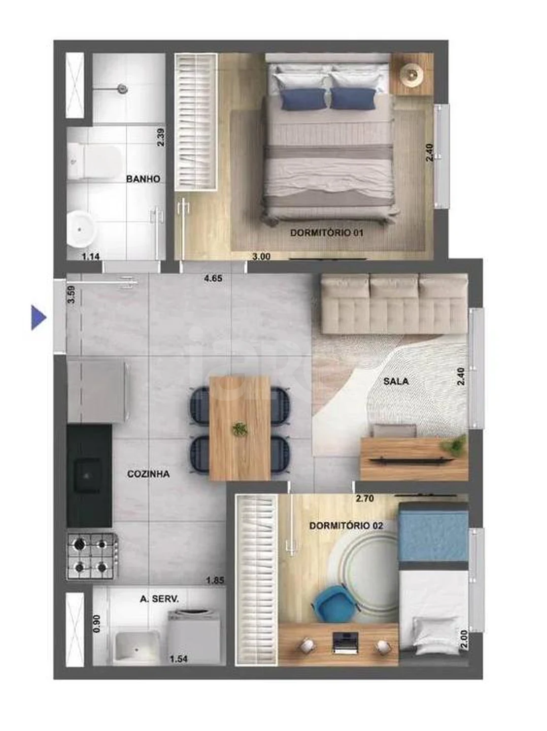 Planta — Apartamento 35 m²
