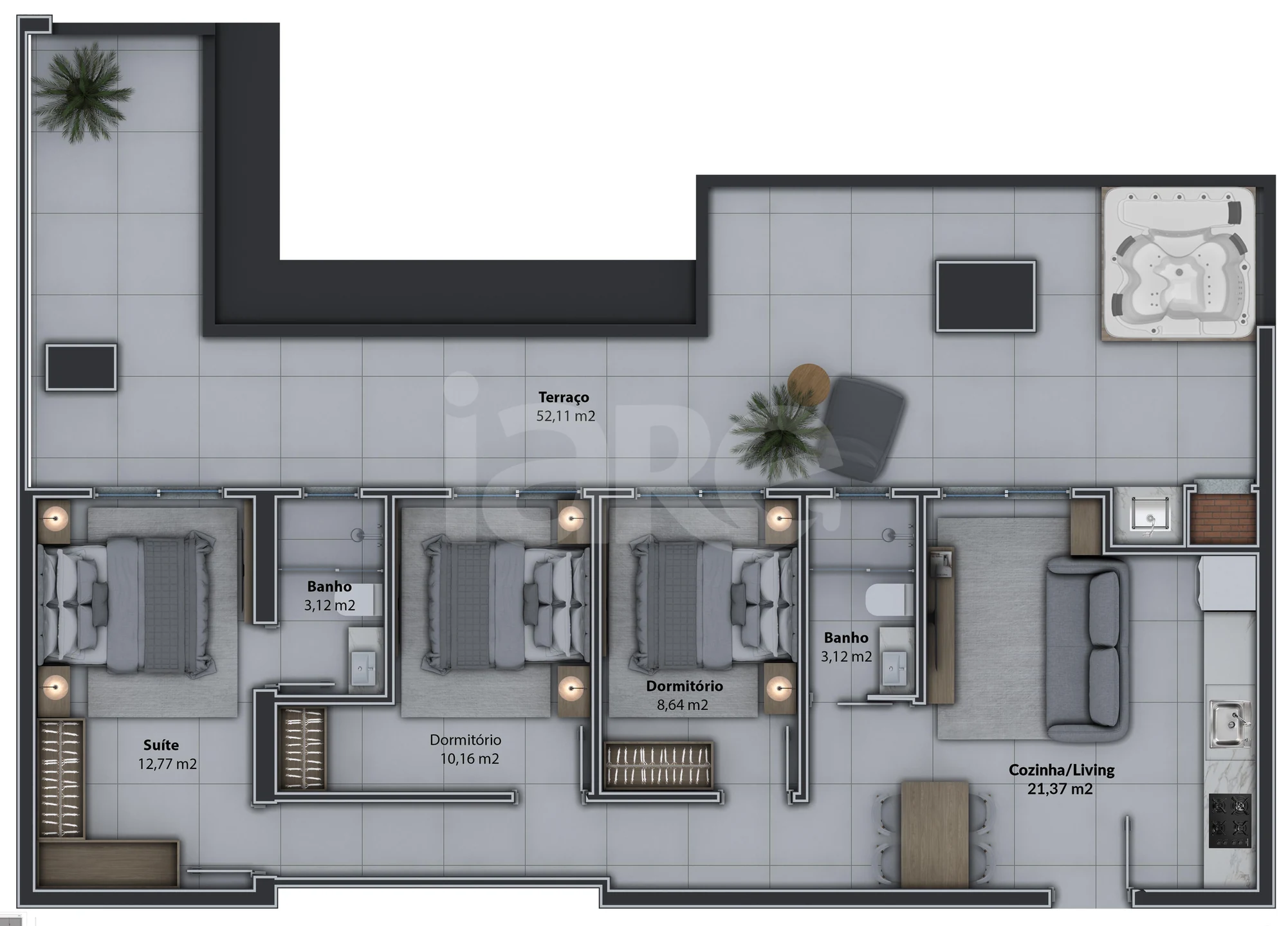 Planta — Cobertura Horizontal 129,16 m²