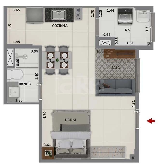 Planta — Studio 35 m²