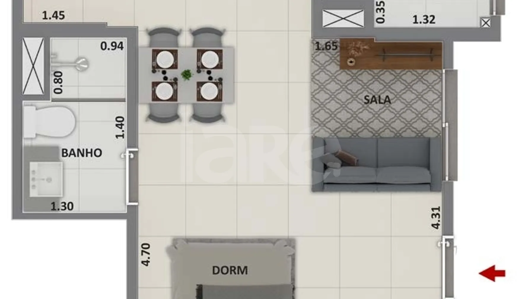 Planta — Studio 35 m²