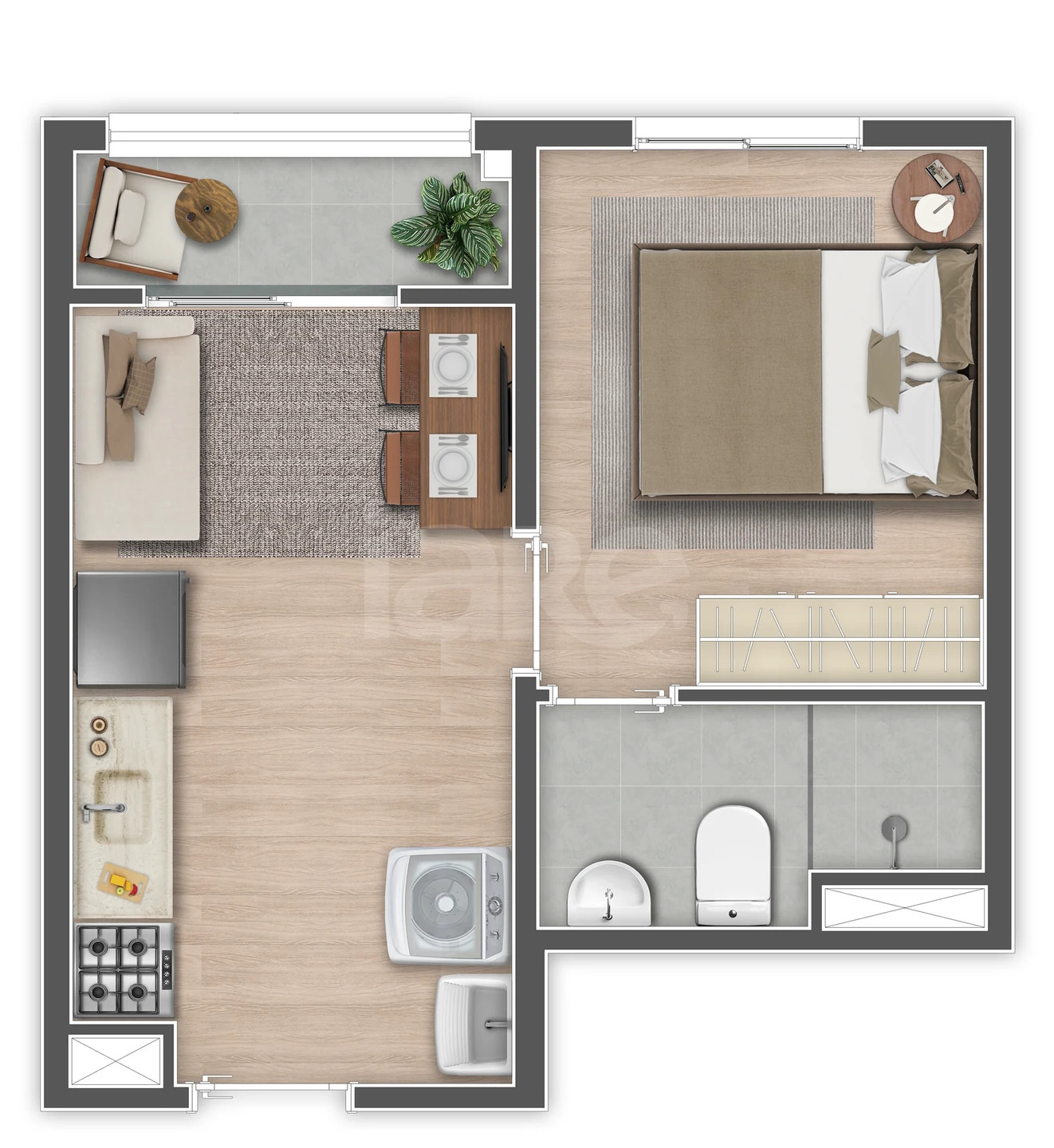 Planta — 1 DORMITÓRIO