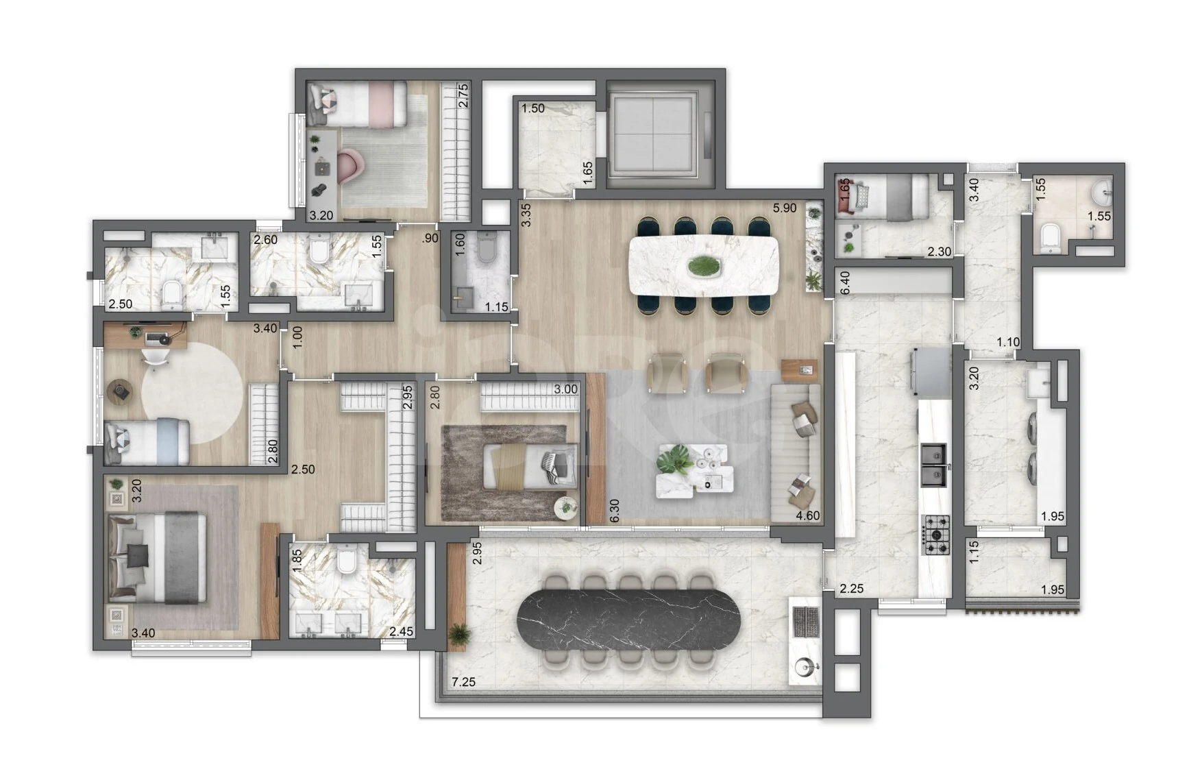 Planta — Apartamento 185,5 m²
