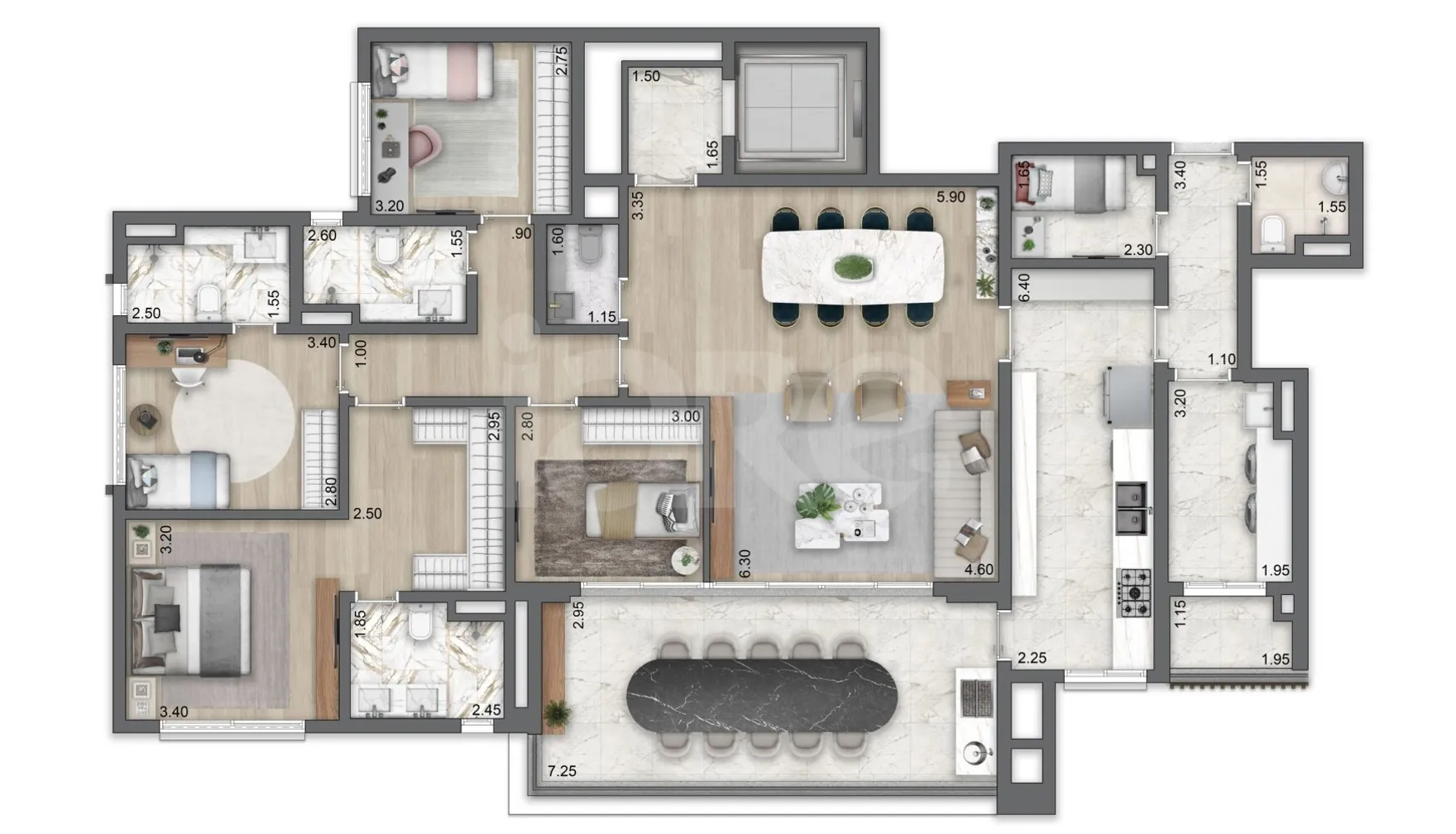 Planta — Apartamento 185,5 m²
