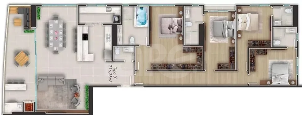 Planta — Apartamento 216,35 m²
