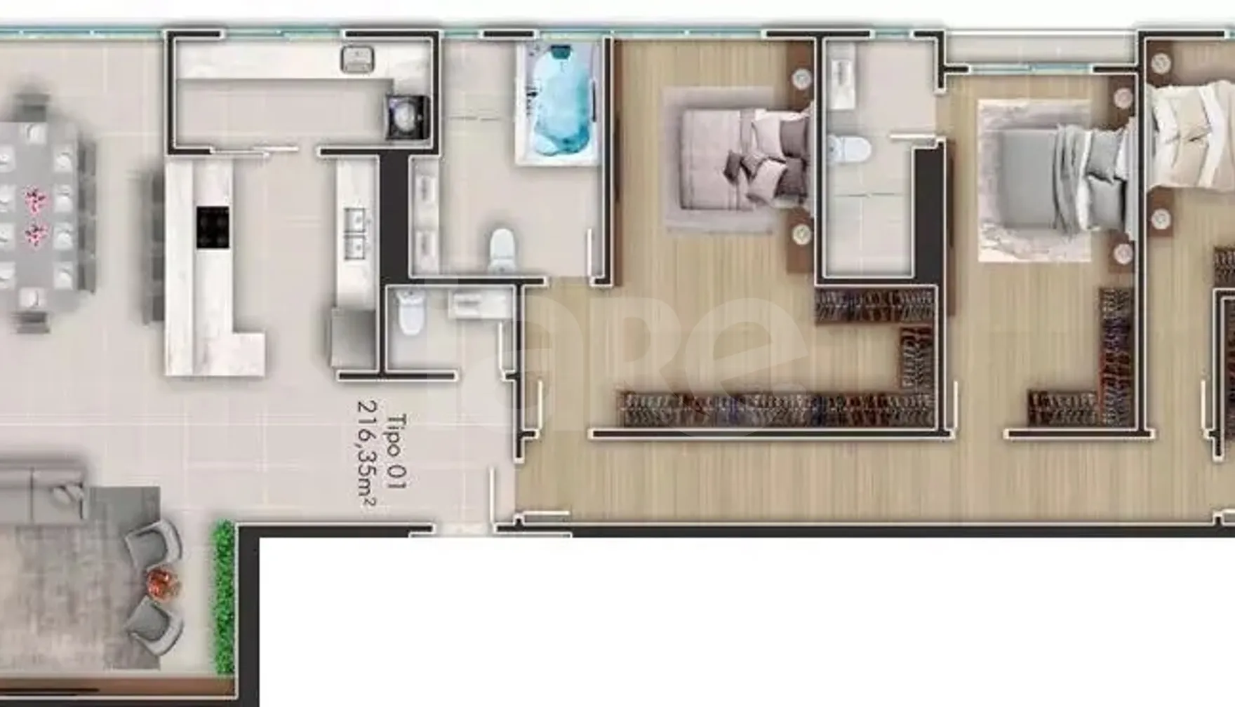 Planta — Apartamento 216,35 m²