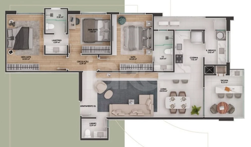Planta — Apartamento 106,11 m²