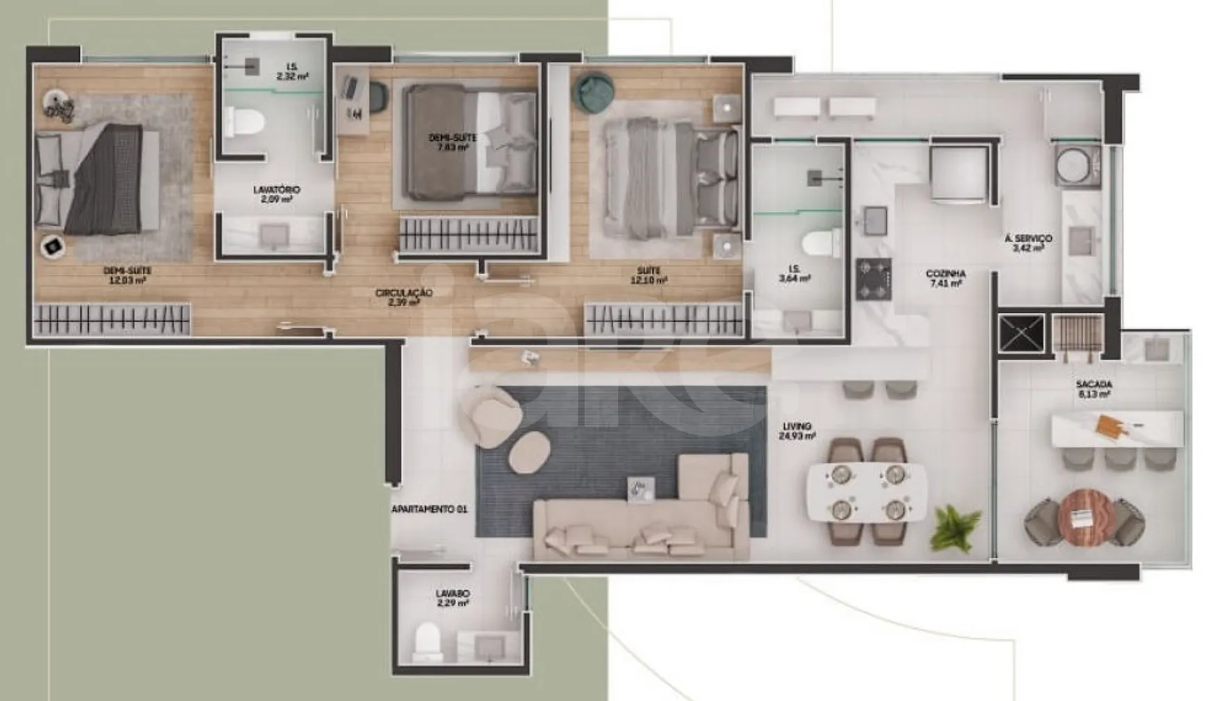Planta — Apartamento 106,11 m²