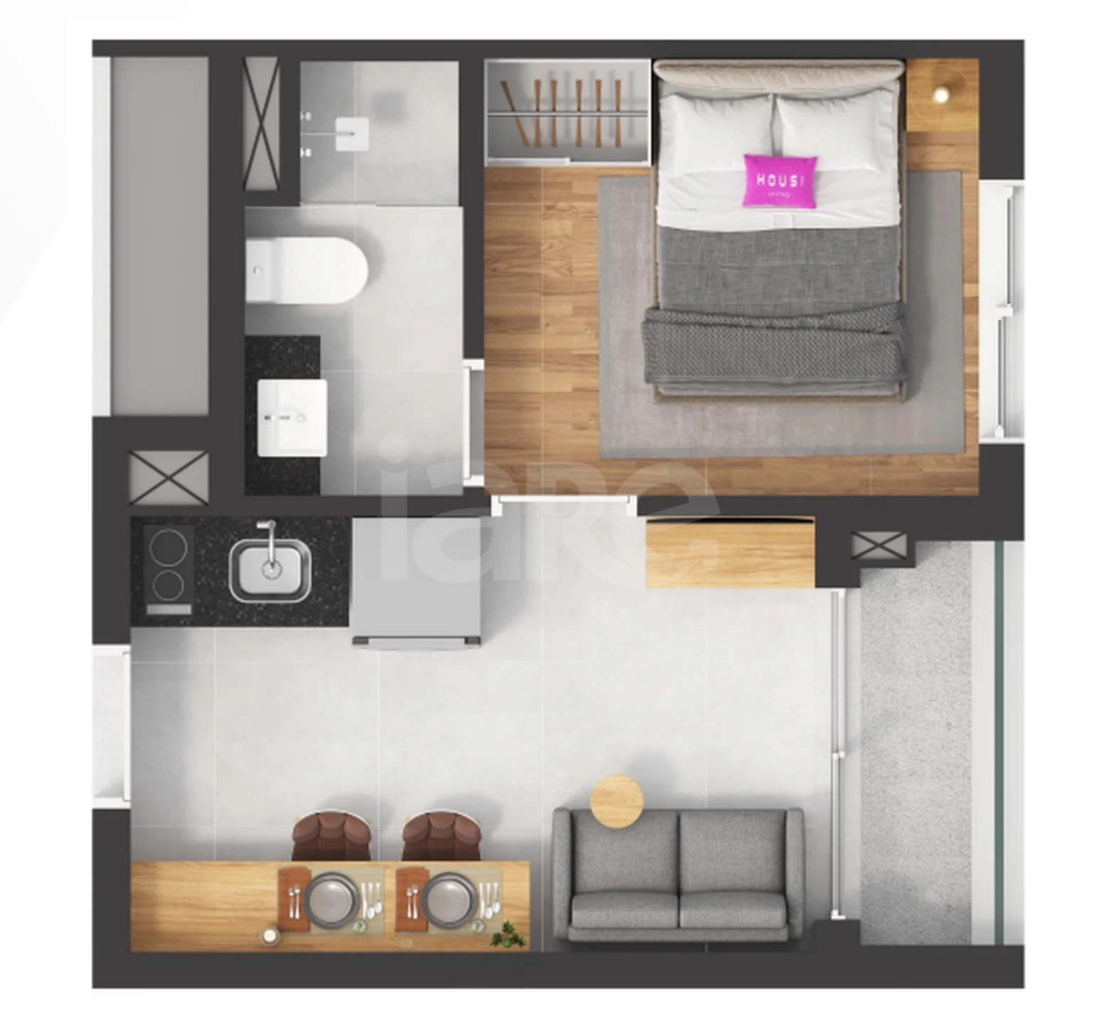Planta — Apartamento 21,47 m²