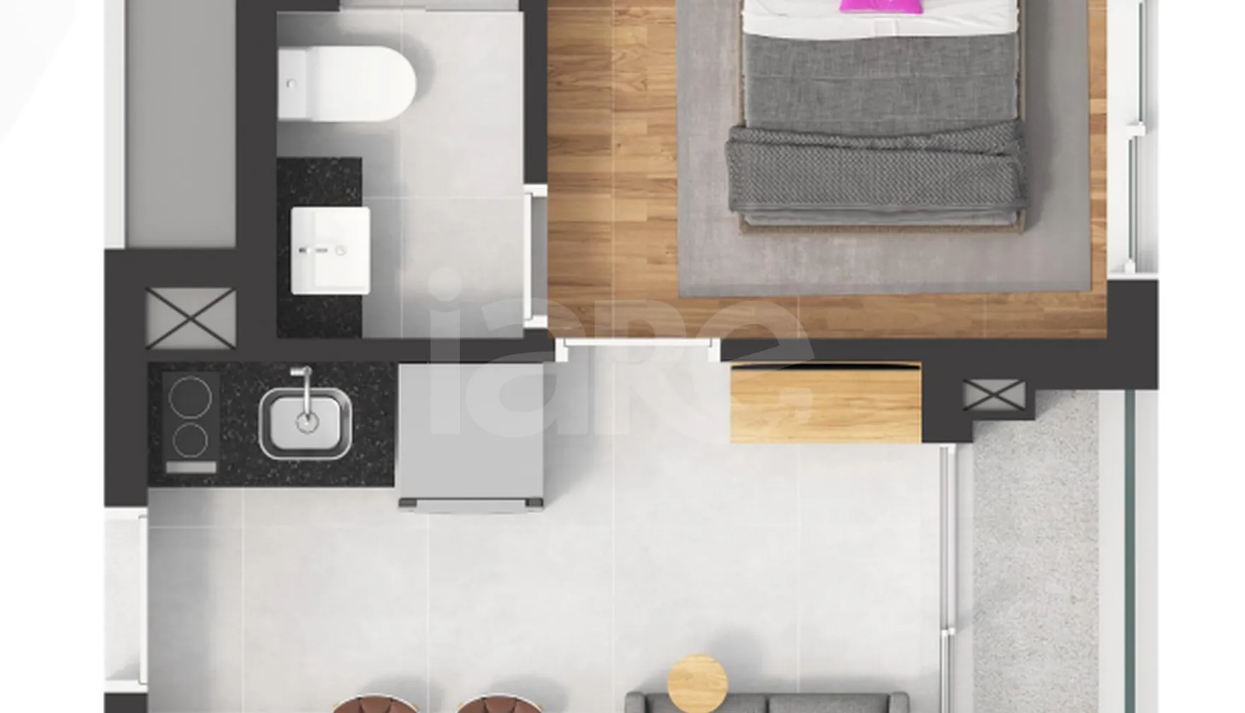 Planta — Apartamento 21,47 m²