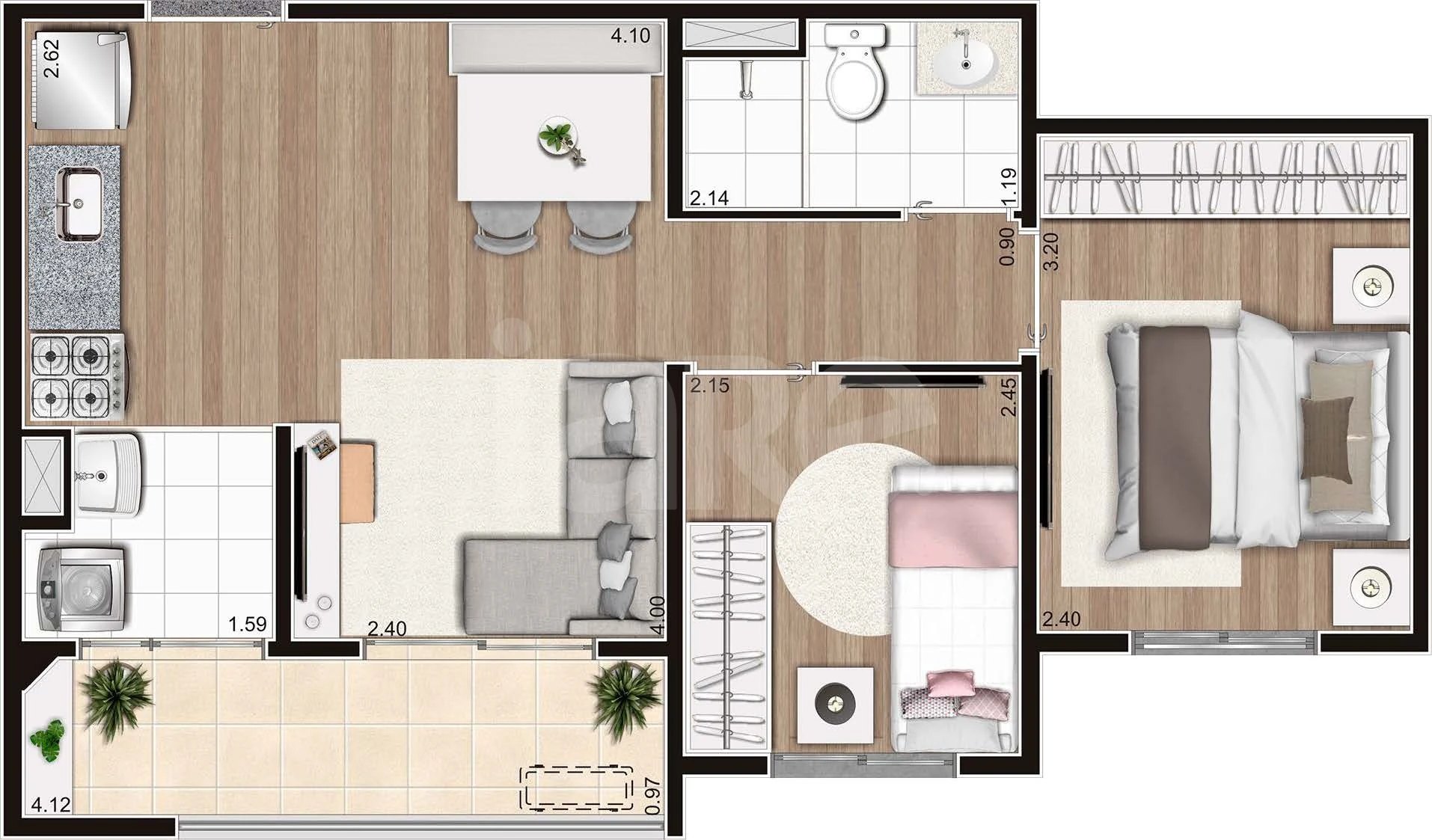 Planta — Apartamento 44,19 m²