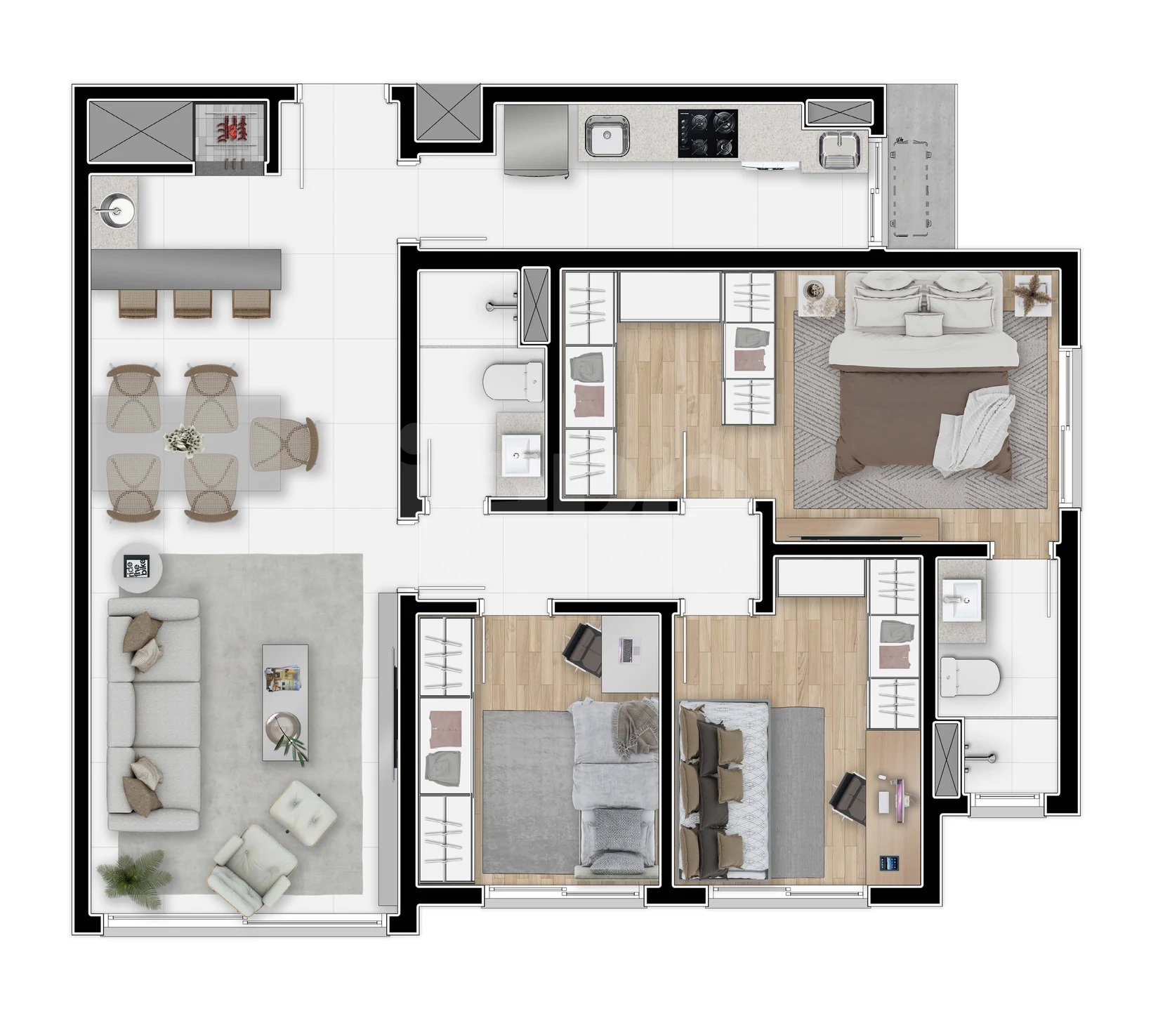 Planta — Apartamento 85,91 m²