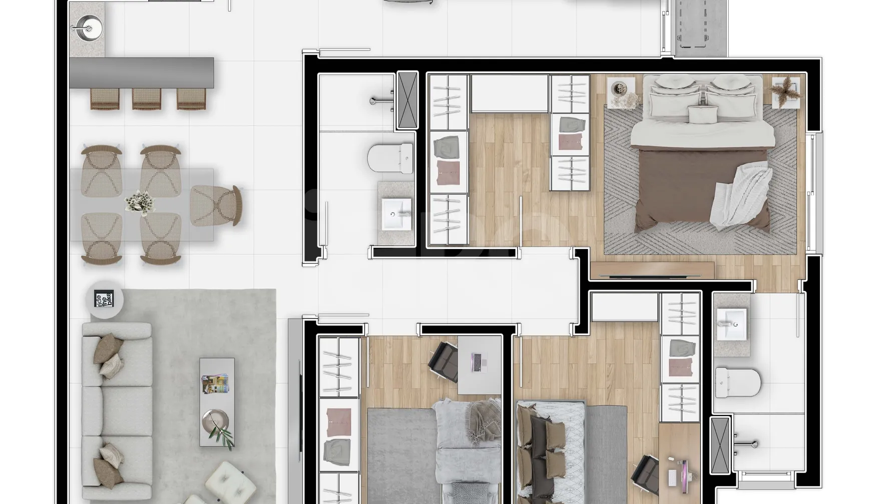 Planta — Apartamento 85,91 m²