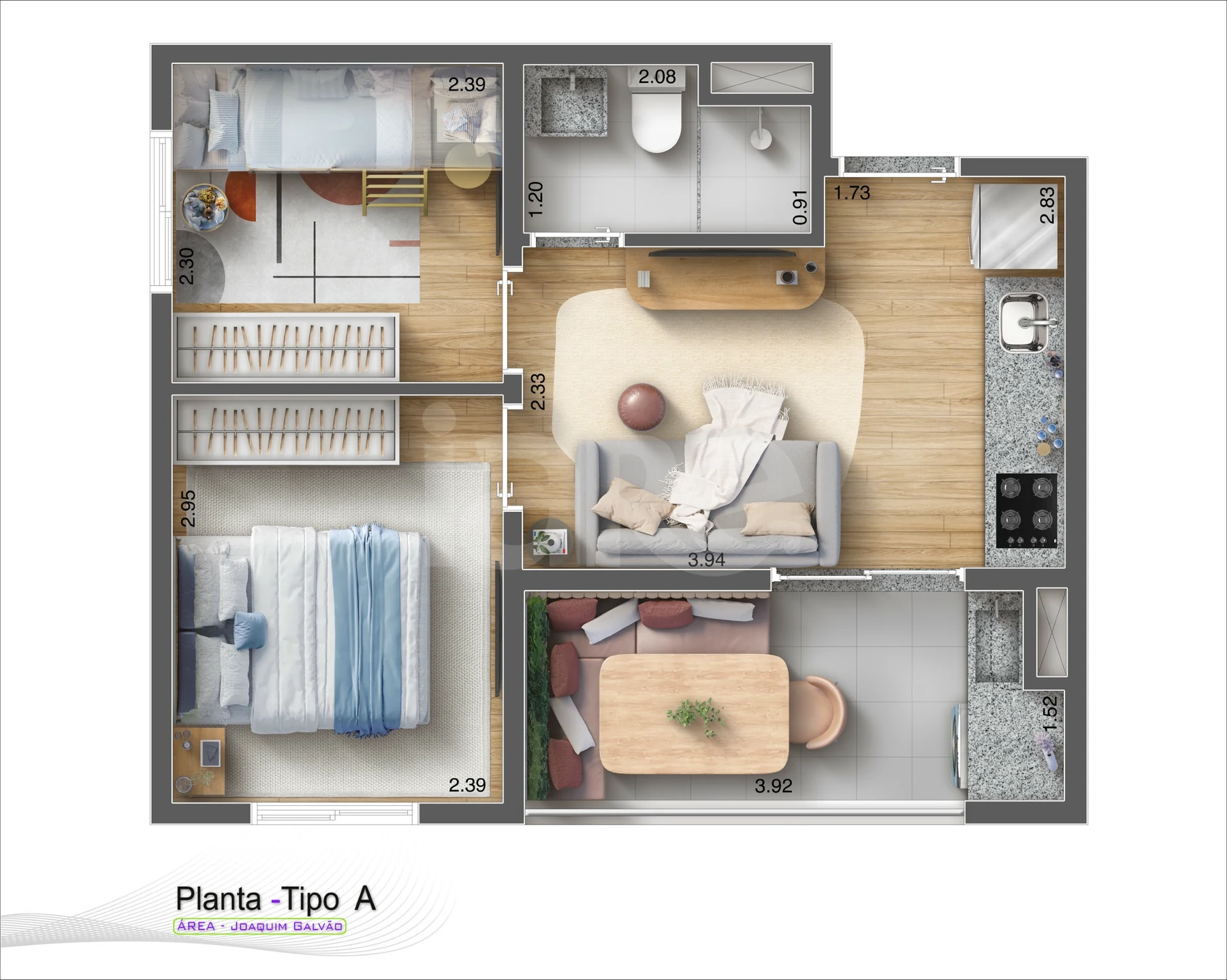 Planta — Apartamento 35,97 m²