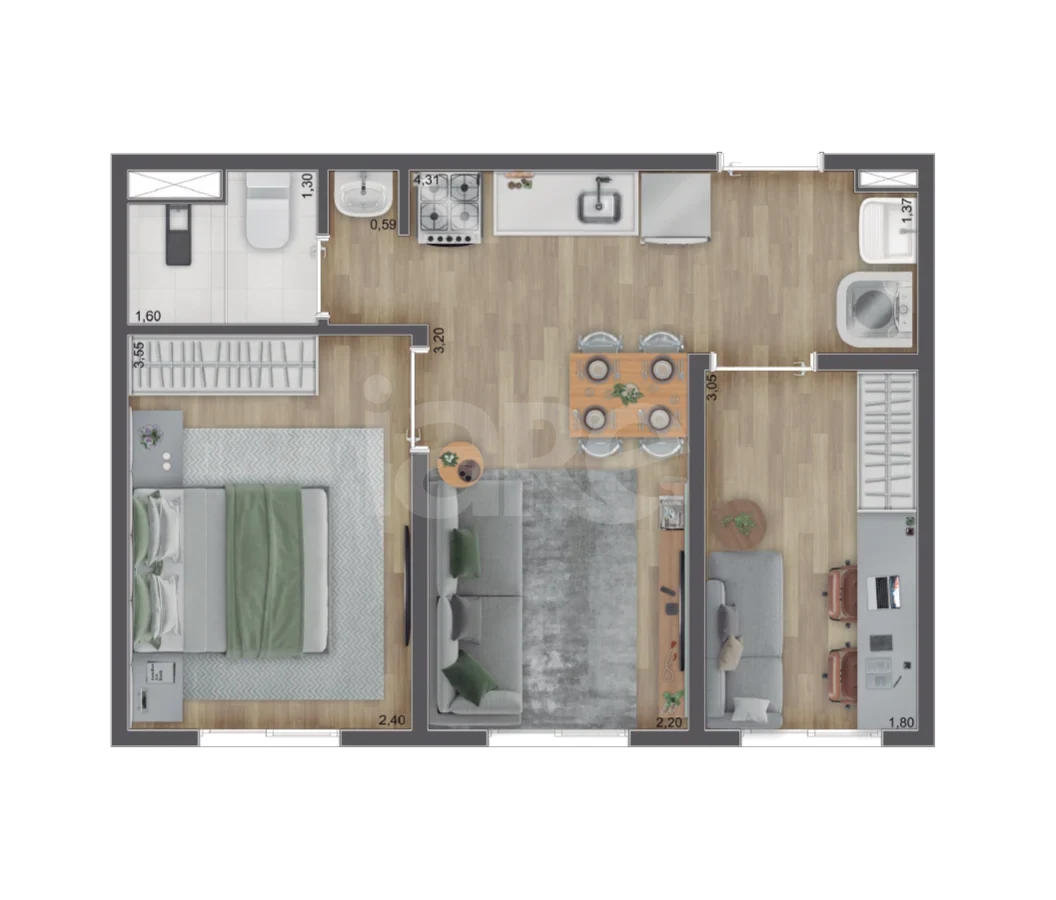 Planta — Apartamento 34,26 m²