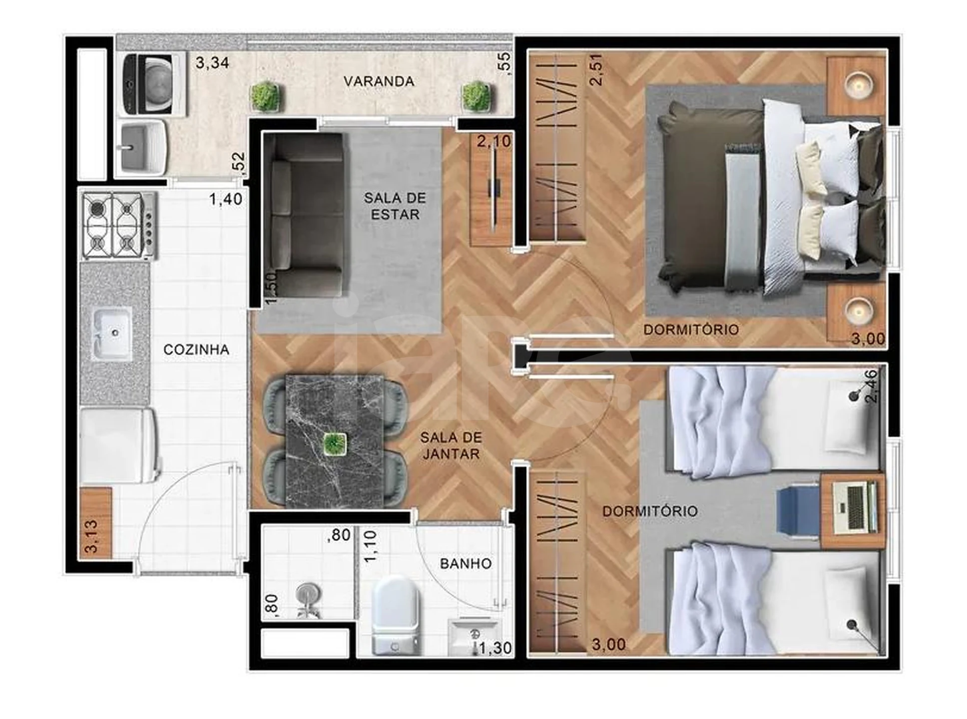 Planta — Apartamento 34,99 m²