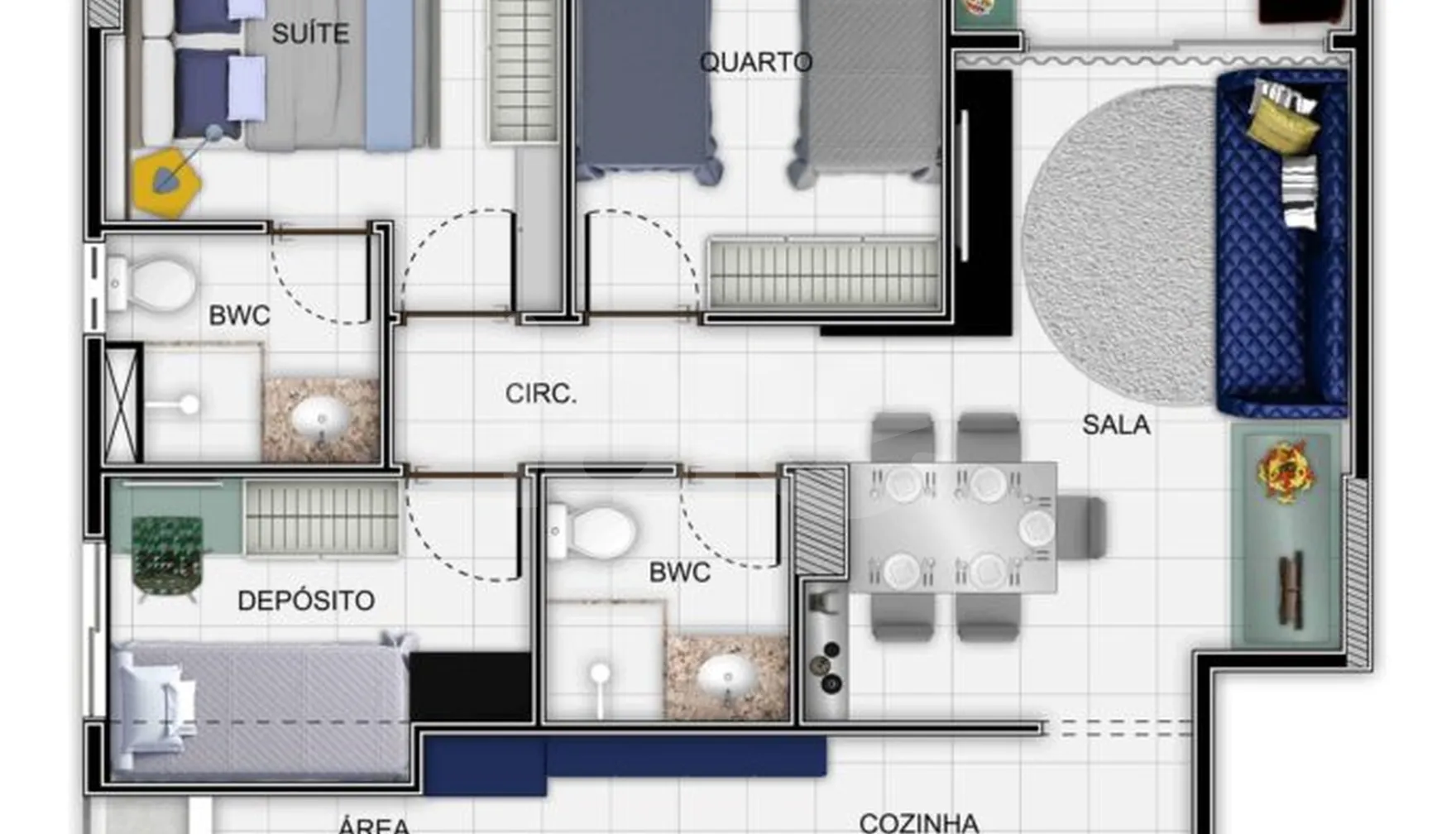 Planta — Apartamento 61,6 m²