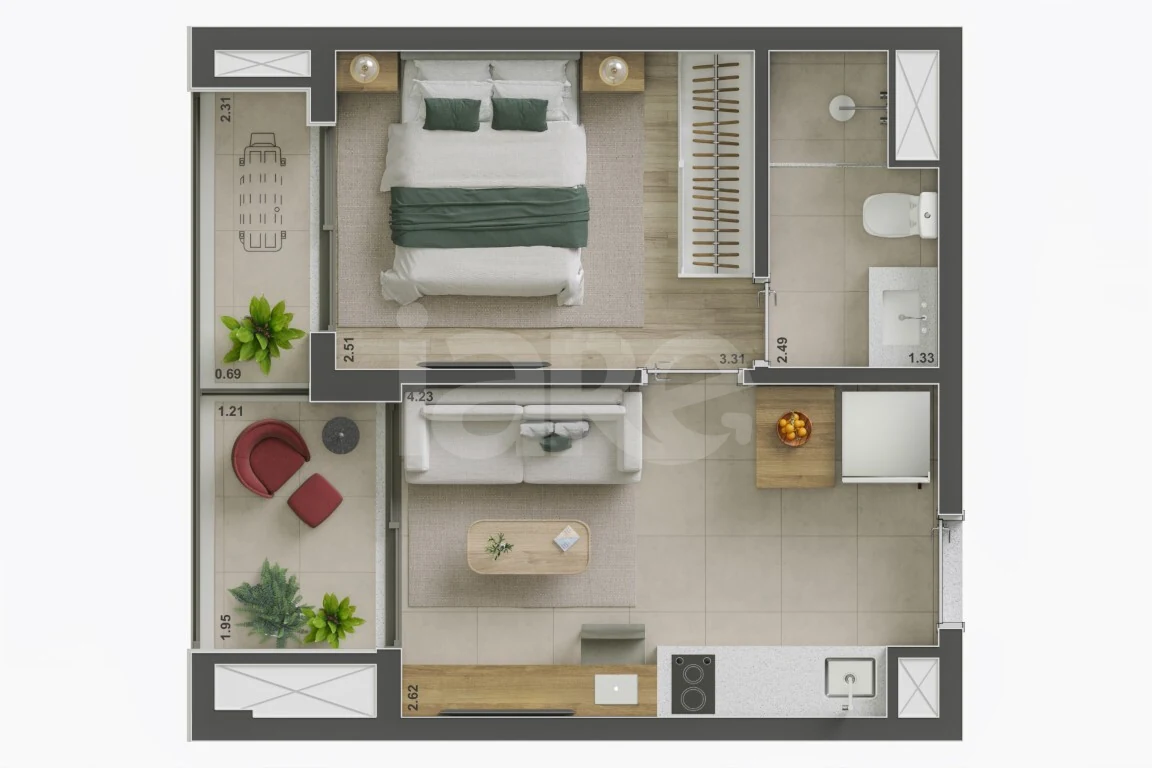 Planta — Apartamento 31,74 m²