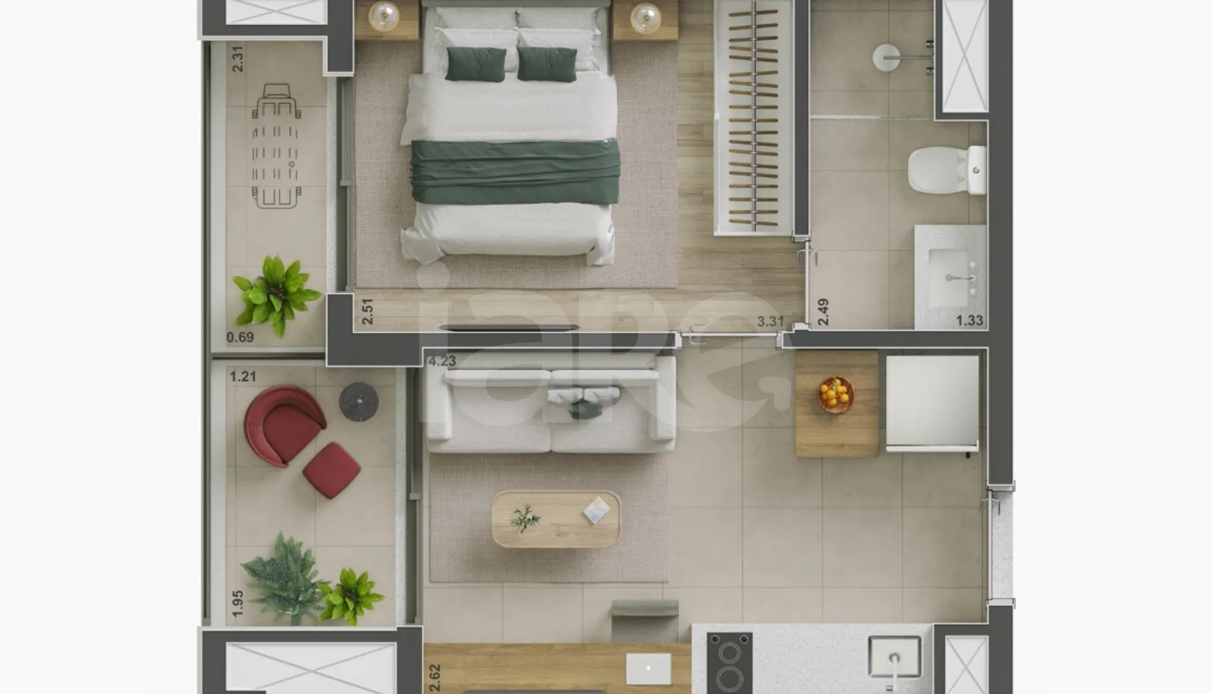 Planta — Apartamento 31,74 m²