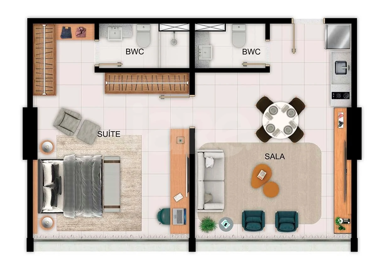 Planta — Apartamento 61,5 m²
