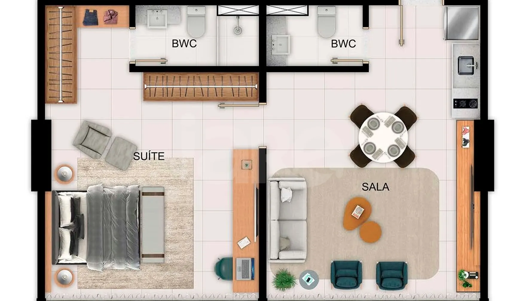 Planta — Apartamento 61,5 m²