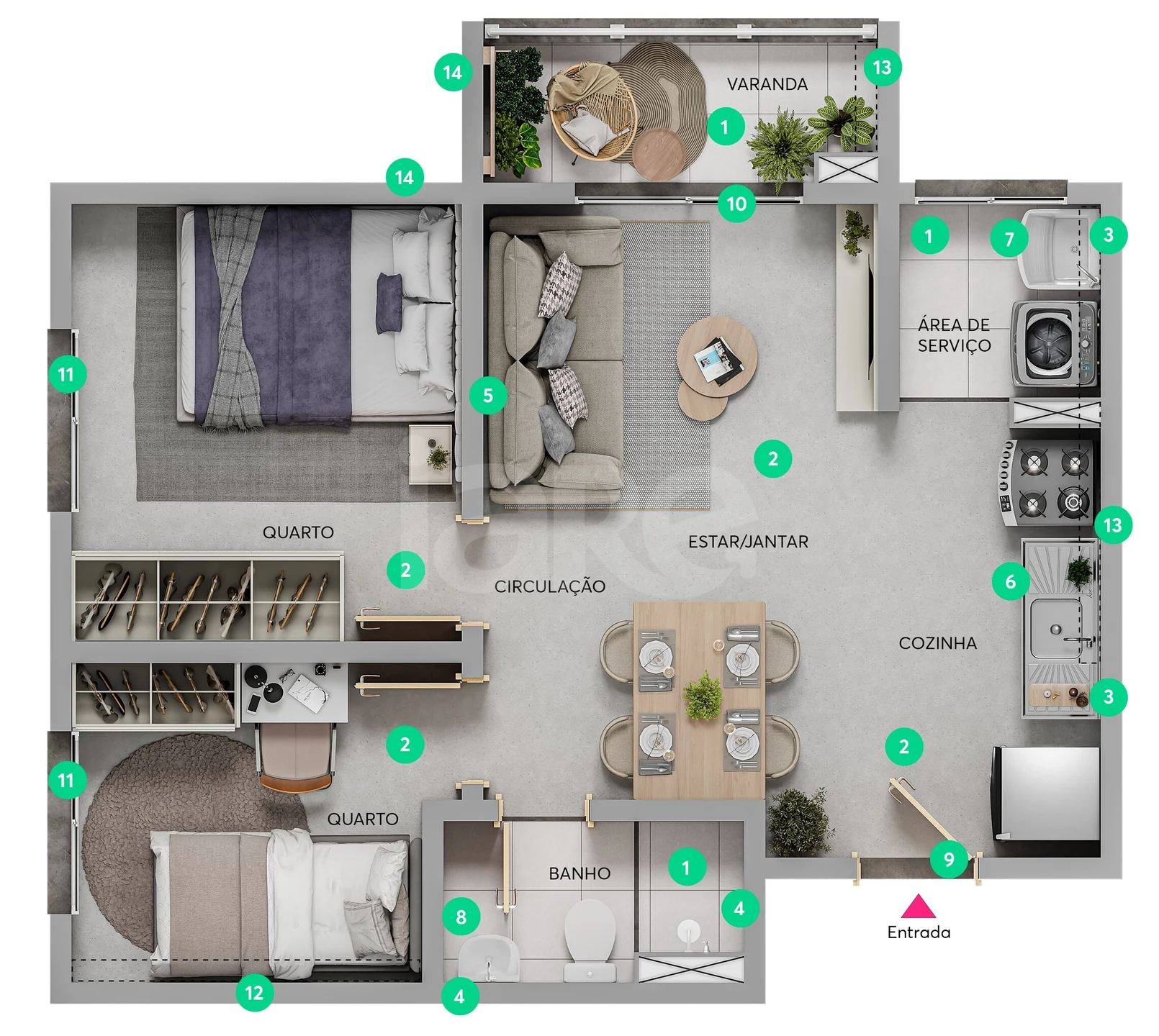 Planta — Apartamento 36,48 m²