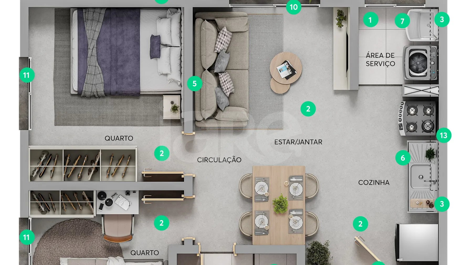 Planta — Apartamento 36,48 m²