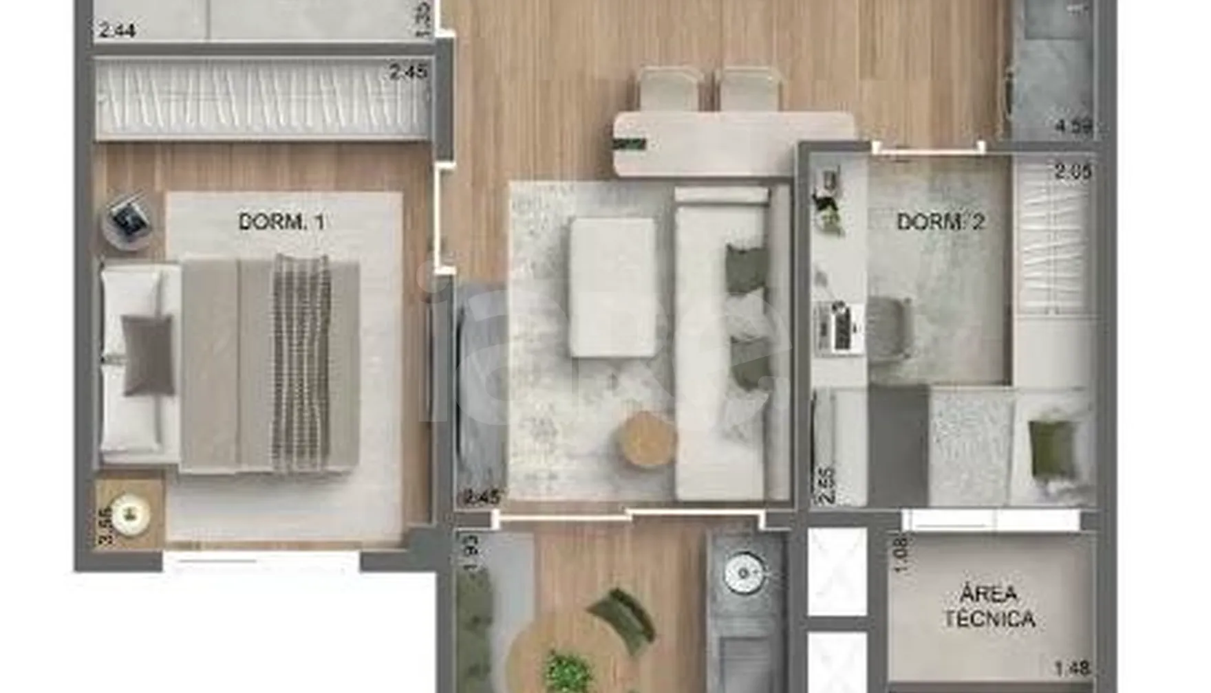 Planta — Apartamento 45,12 m²