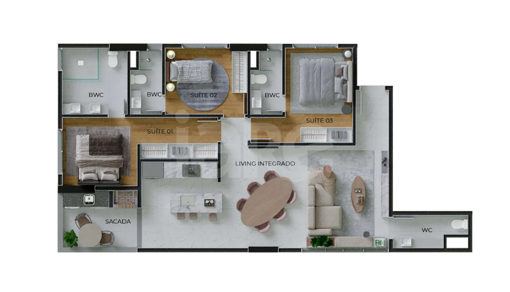 Planta — Apartamento 117 m²