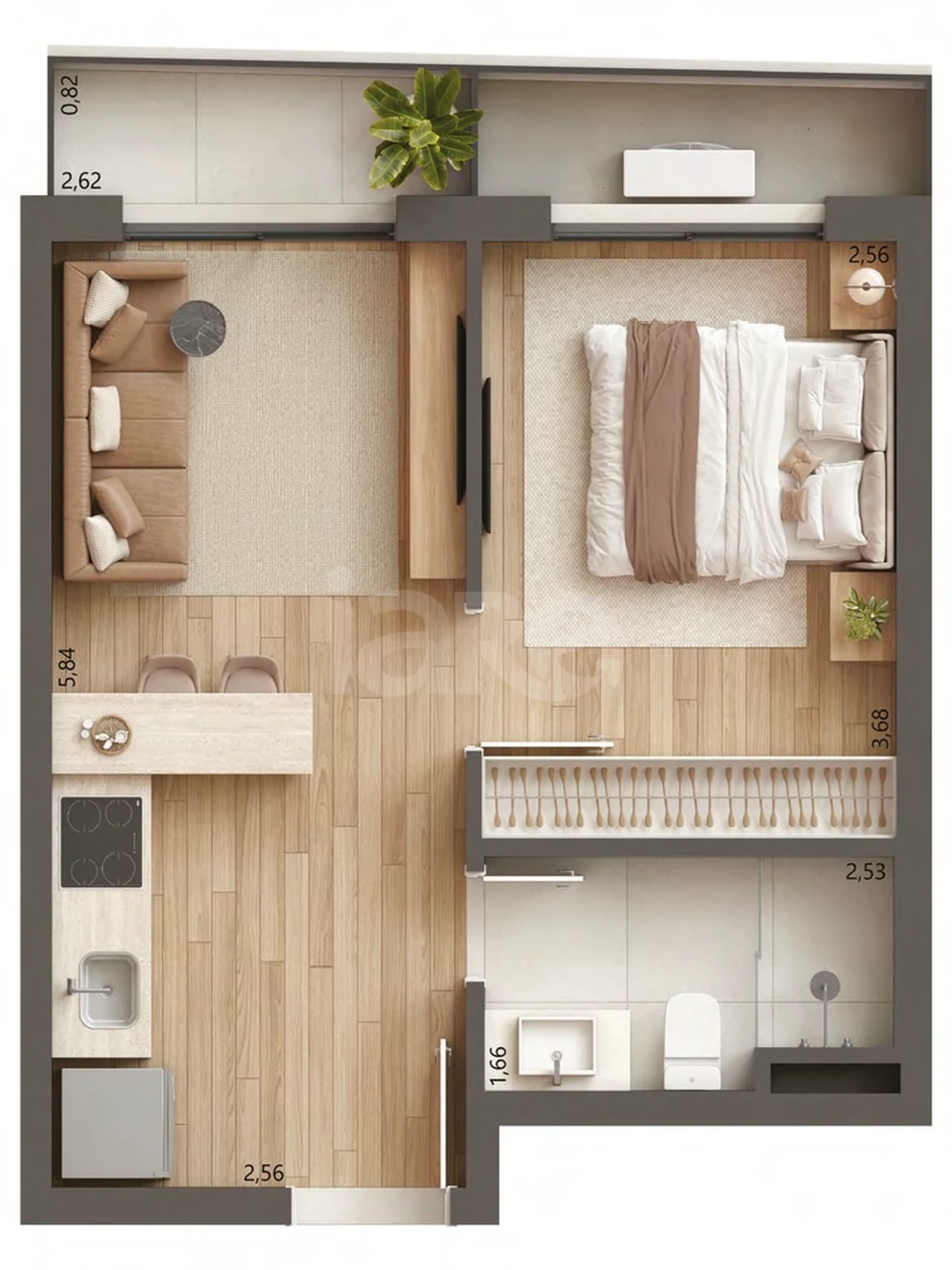 Planta — Apartamento 36,79 m²