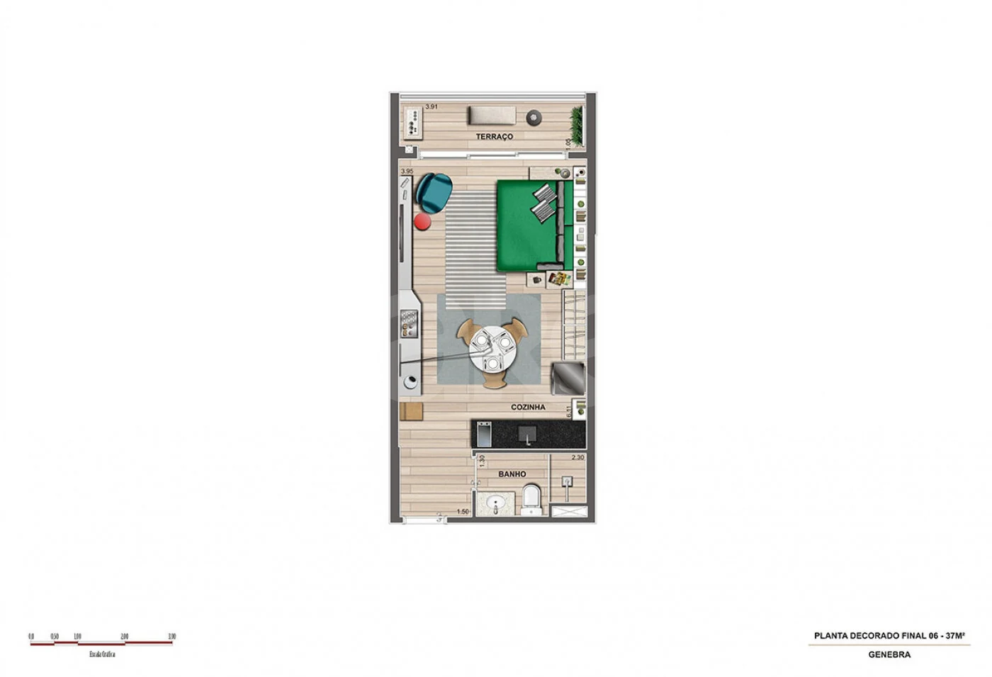 Planta — Studio 34,41 m²