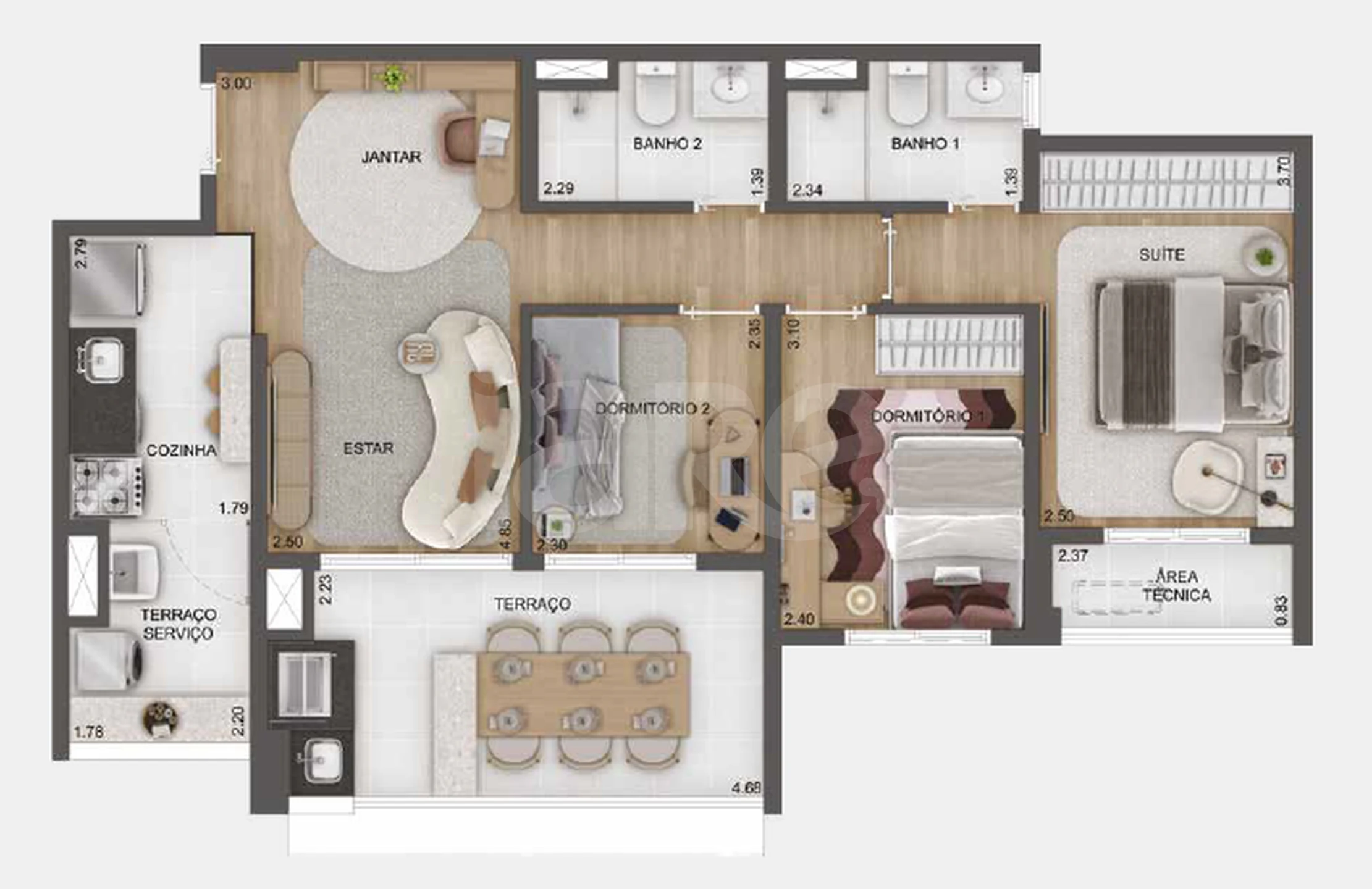 Planta — Apartamento 78,75 m²