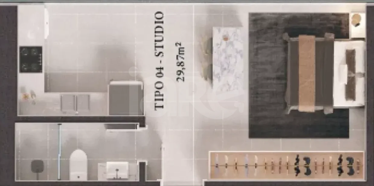 Planta — Studio 29,87 m²