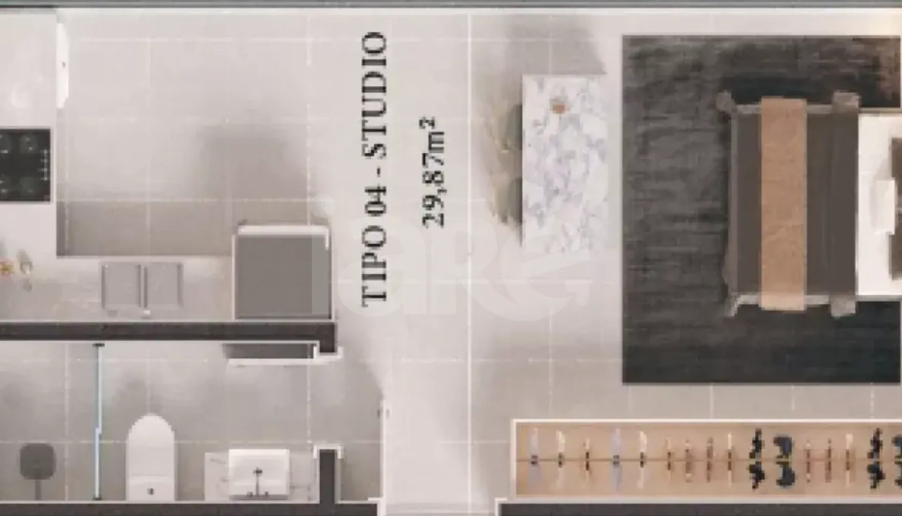 Planta — Studio 29,87 m²
